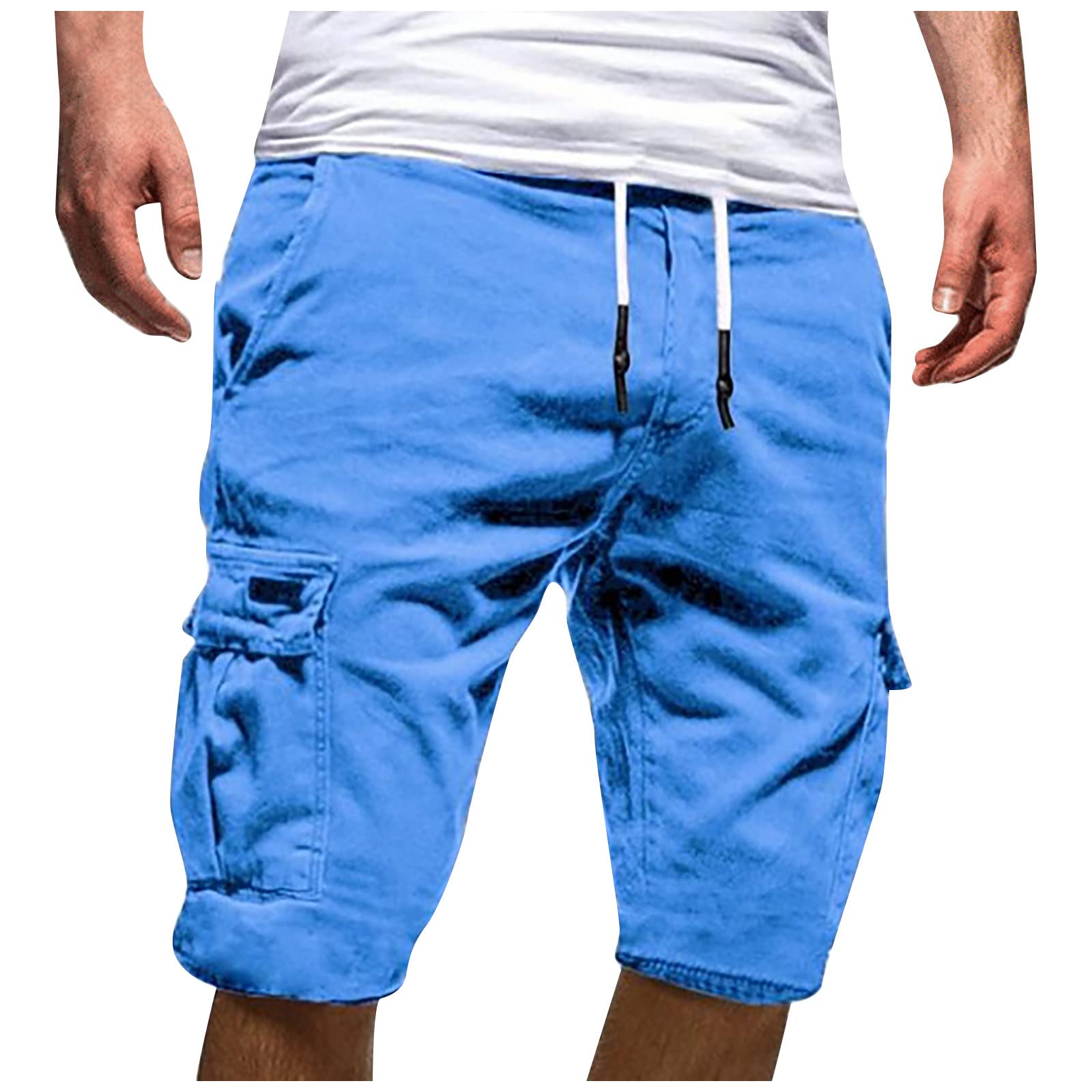 CoolsterMen's Summer Casual Outdoors Casual Patchwork Pockets Overalls Sport Tooling Shorts Pants