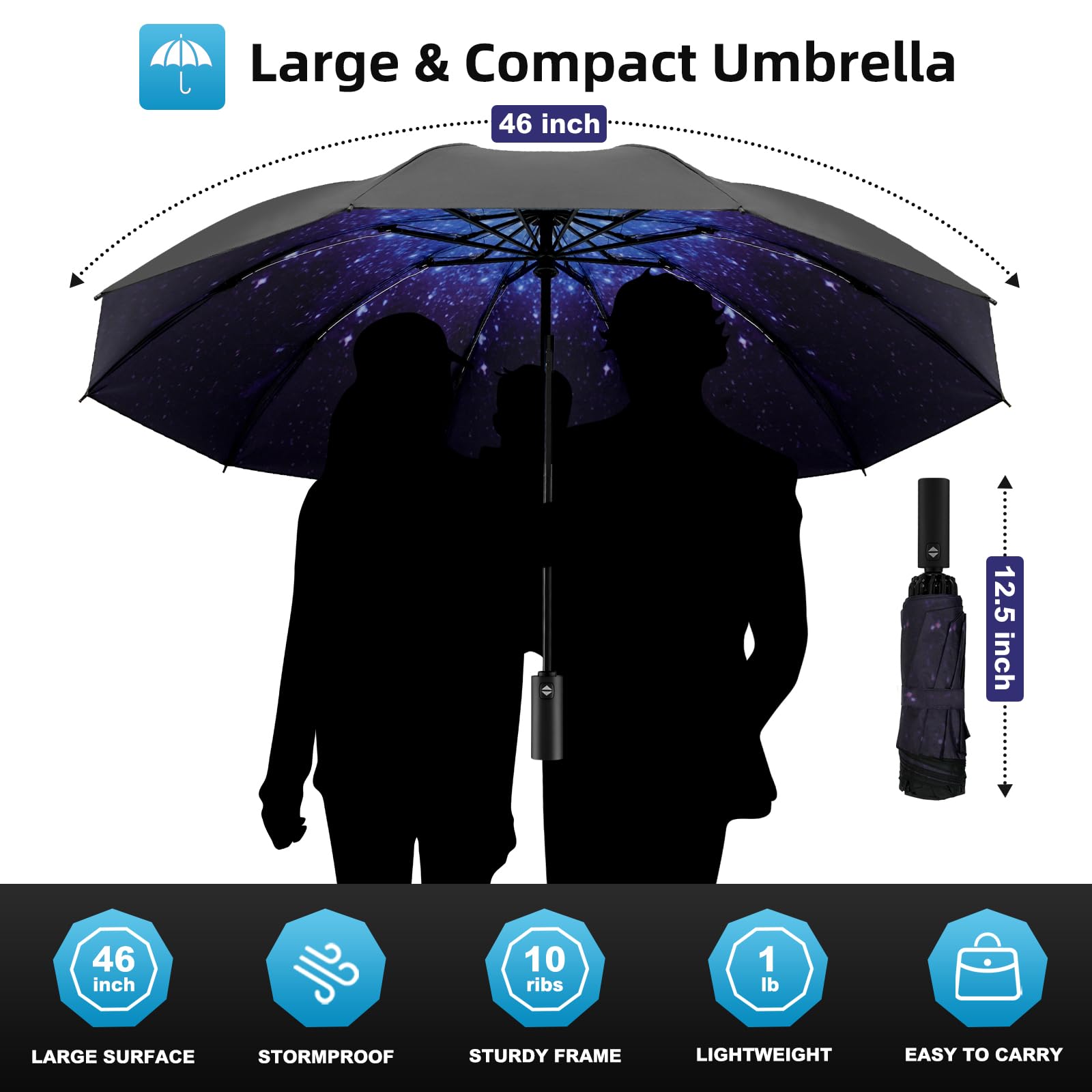 Wiatroszczelny, odwrócony parasol z odblaskowym paskiem, odwrócone kompaktowe parasole na deszcz, przenośny duży składany parasol przeciwsłoneczny UV automatyczny odwrócony parasol do plecaka