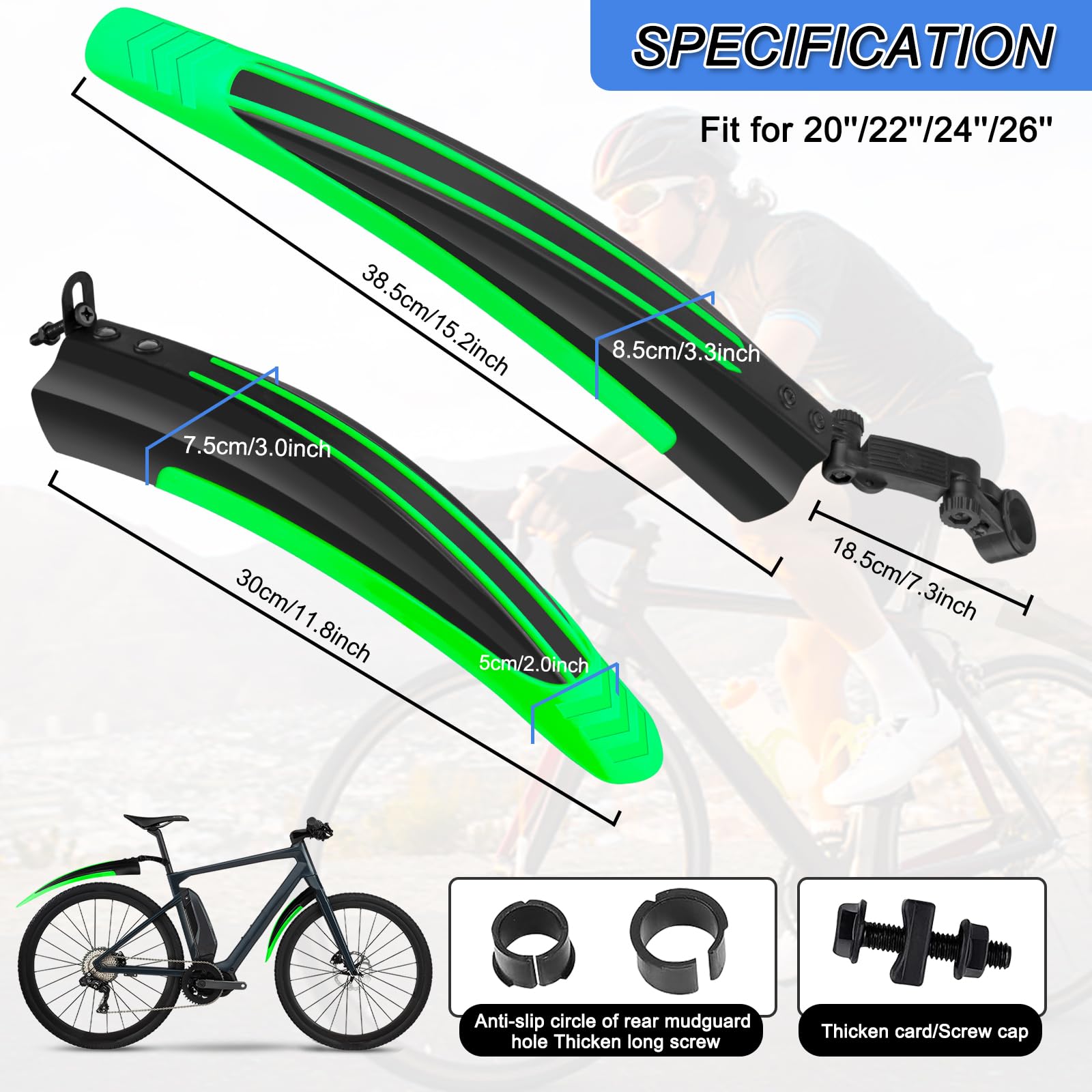 NUOVO Set Parafanghi MTB Clip-On – Anteriore E Posteriore Per Mountain Bike, Facili Da Montare