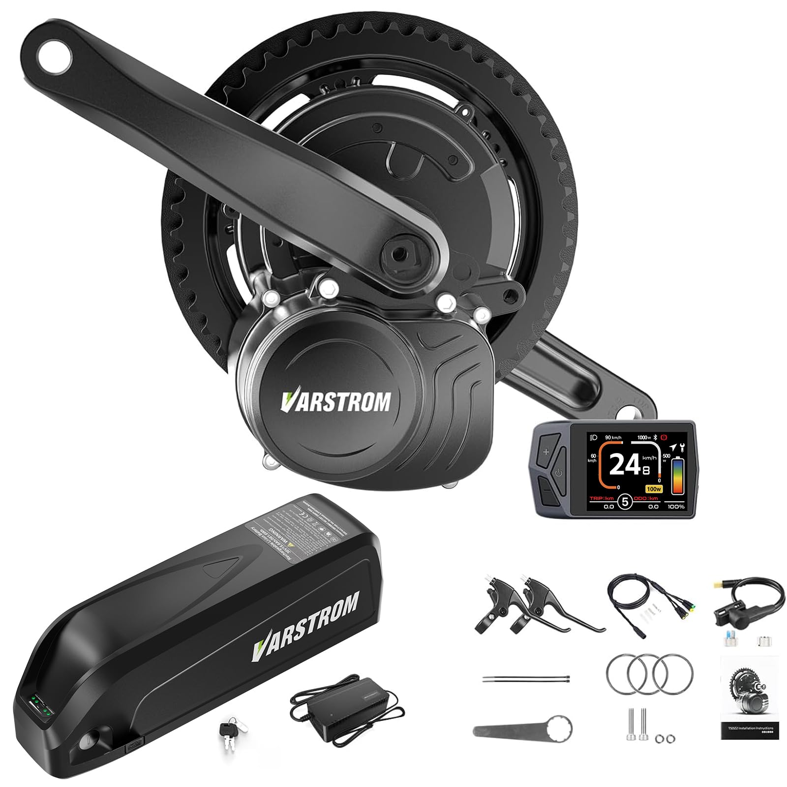 TSDZ Mid Motor Kits TSDZ-2B Z8 TSDZ16 Kit Conversion a Bicicleta Electrica - Motor Eléctrico Mid Drive 36V 48V - Kit de Bicicleta Electrica con Pantalla LCD y Batería Opcional para Pedalier 68-73MM