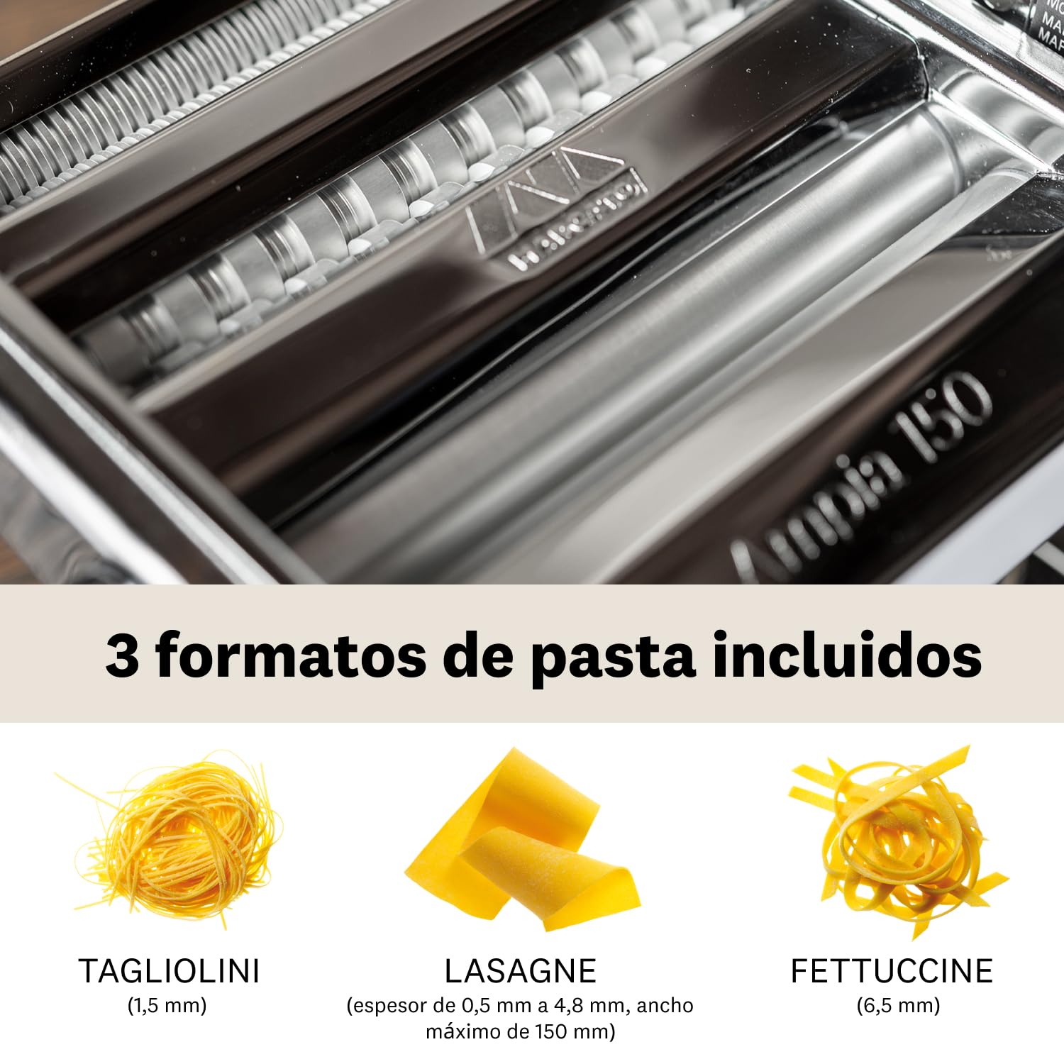 Marcato Ampia 150, Máquina para Pasta, Acero Cromado, Ancho 150 cm, 3 Accesorios Incluidos