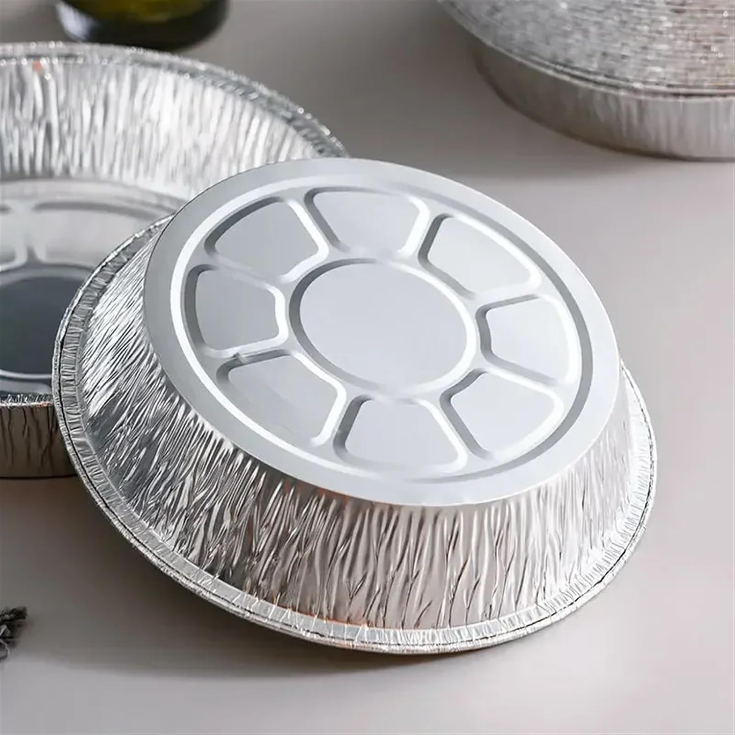 Aluminium Foil Baking Trays 50pcs Aluminum Foil Plates Round Tin Foil Pie Pans for Air Fryers Baking Cooking Storage Aluminum Pans for Cooking Baking(8inch)