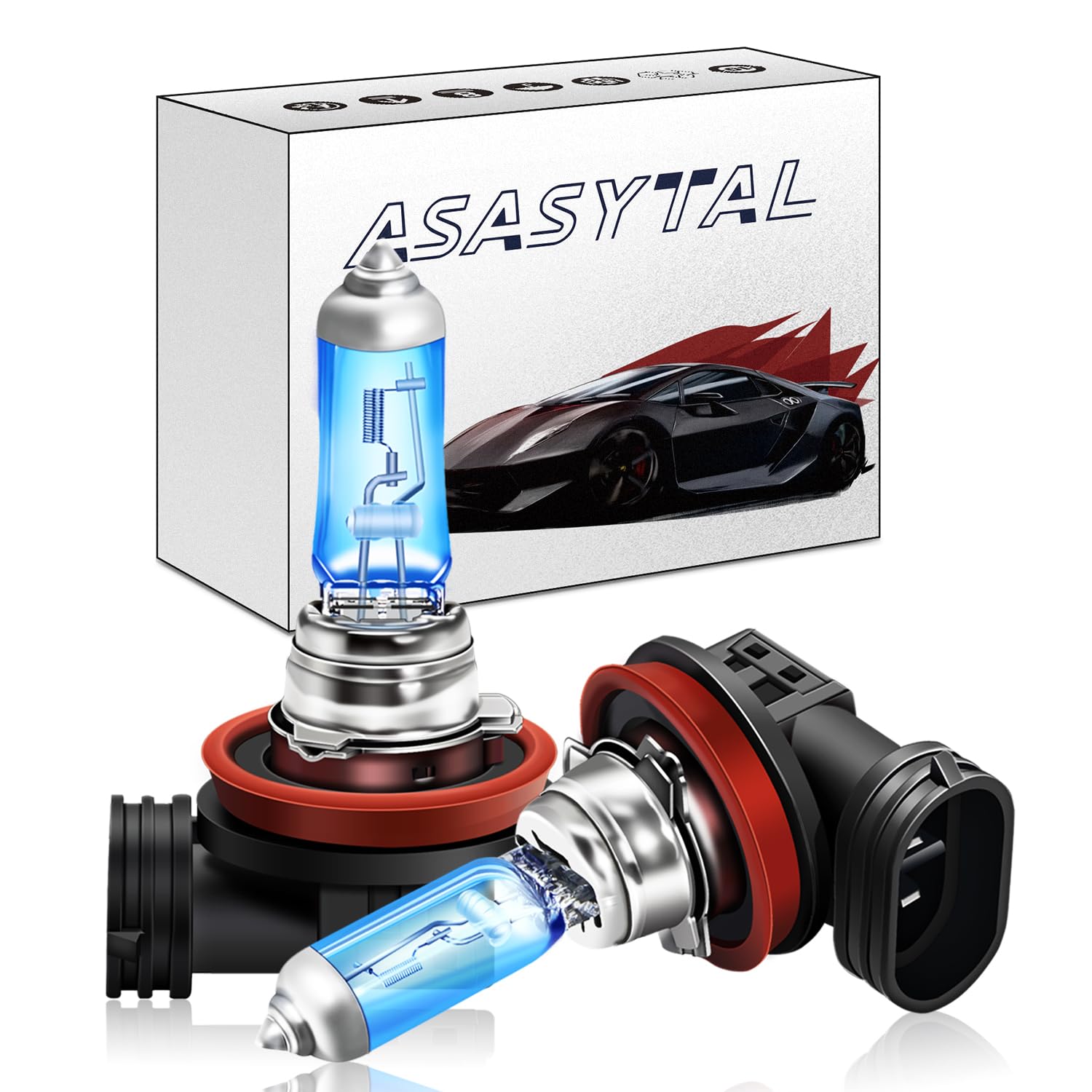 Asasytal H8 12V 35W Bulb Halogen 5000K Warm White for Car Fog Light/Motorbike Headlight Bulb, 2 Pieces