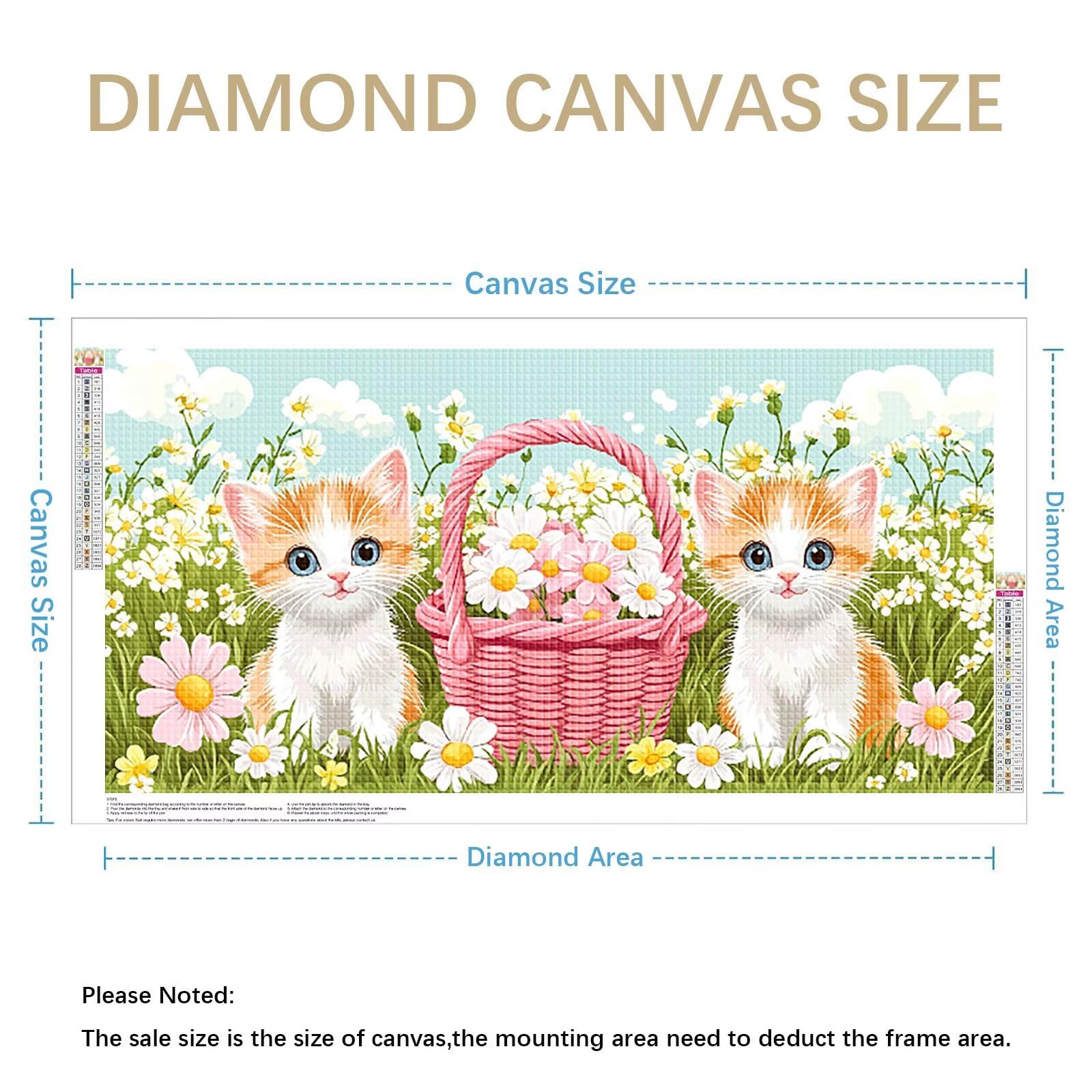 Diamond Painting Grande 180x90cm Gato Diamond Painting Adultos, DIY Flor Pintura de Diamante Manualidades Adultos, 5D Cuadrado Rhinestone Bordado Punto de Cruz Art para Home Decoration Regalo 0J-543