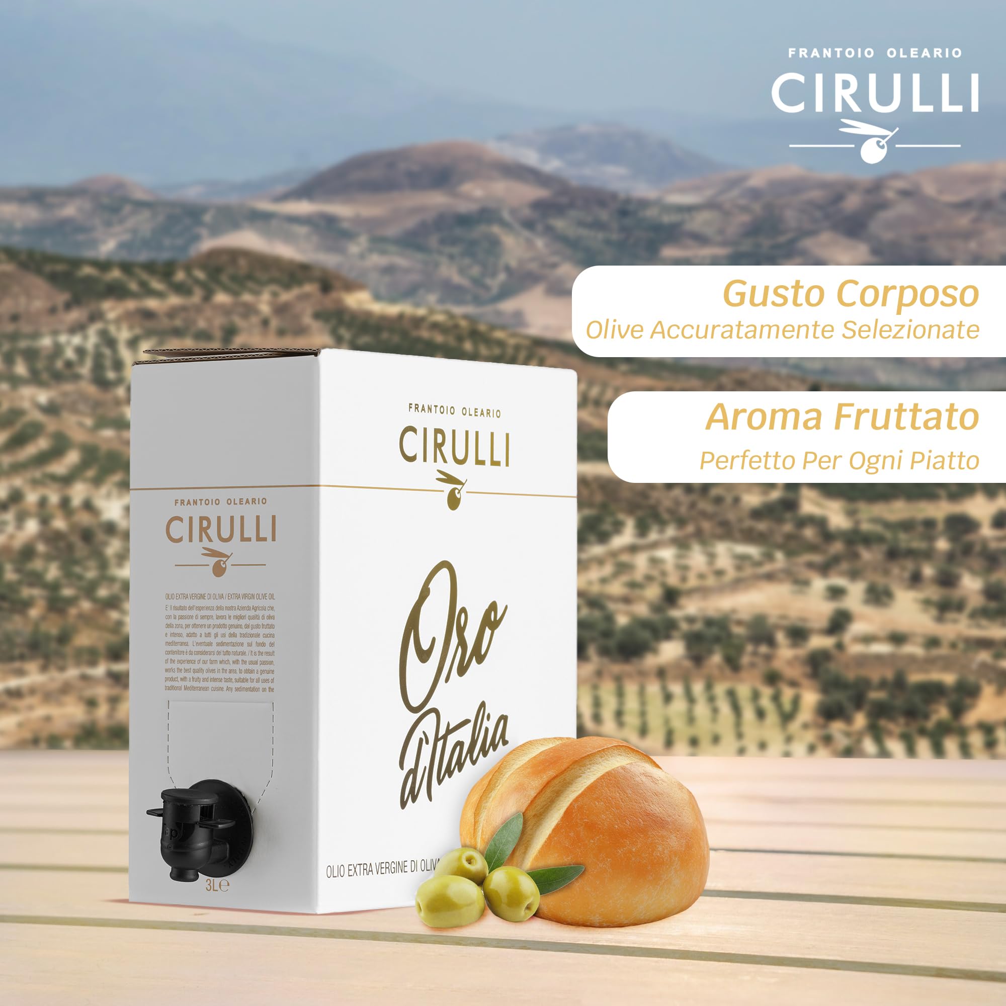 Cirulli Huile d'olive extra vierge italienne extraite à froid, 2 Bag in Box EVO (2 x 3 Litres)
