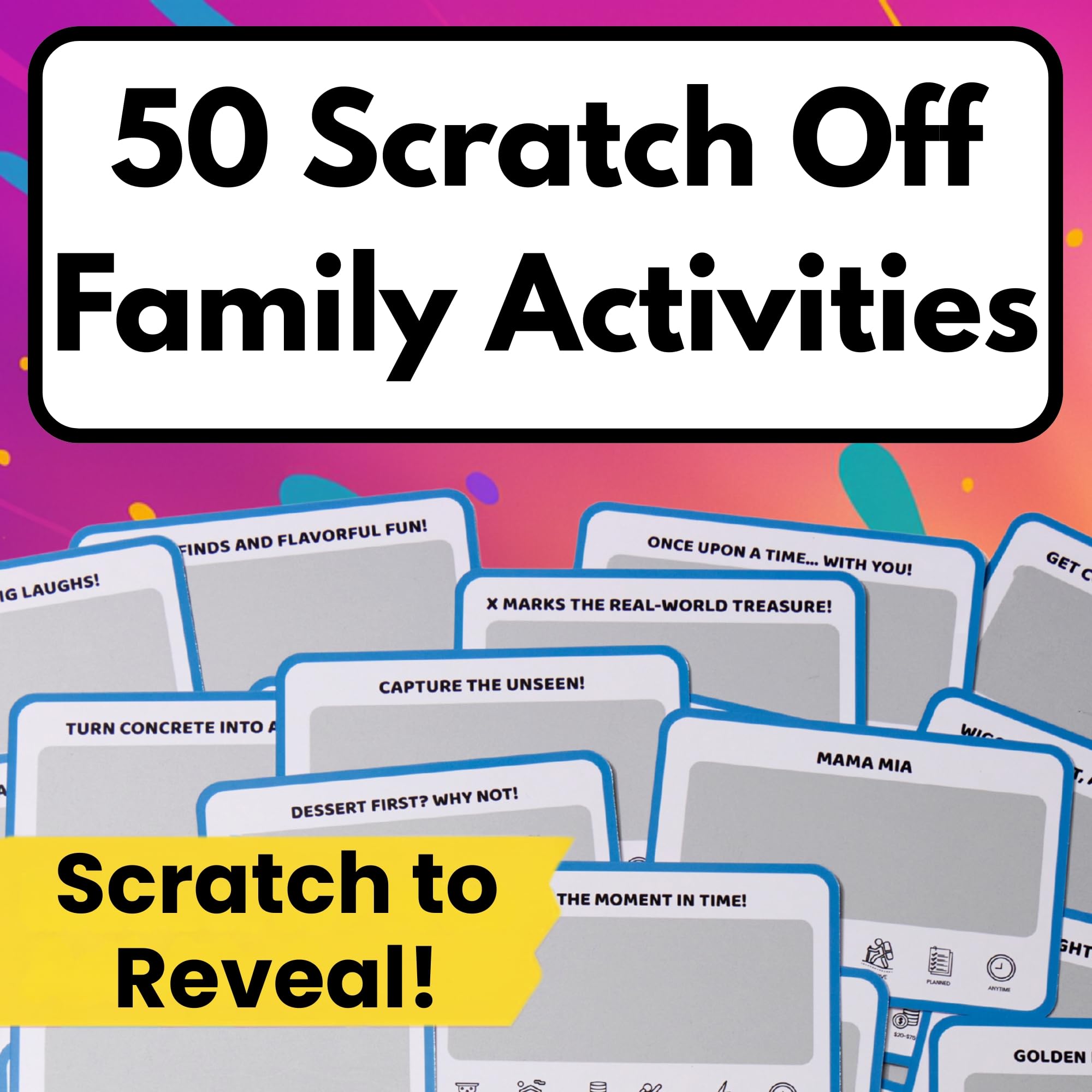 50 Family Activities - Adventure Scratch Off Cards for Family Nights - Fun Conversation Cards - Gift for Families - Game Night Gift Basket Idea for Kids and Adults - Unique for Christmas and Birthdays