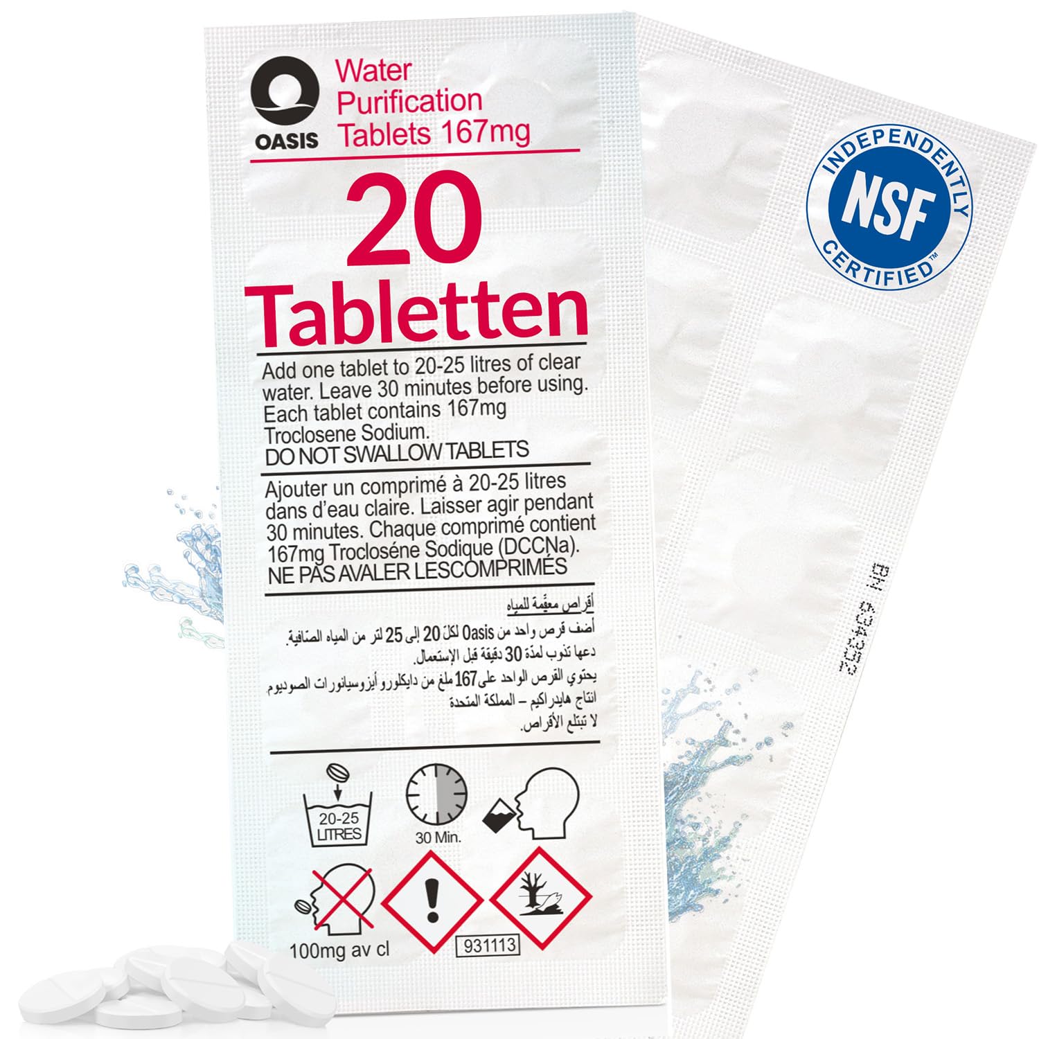 Wicked Chili 20x Chlortabletten geeignet für Waterrower Rudergerät, Water Rower, Oasis Chlor Tabletten, Wasseraufbereitung gegen Algen (1 Jahresbedarf, pro Reinigungstablette 25L Trinkwasser)