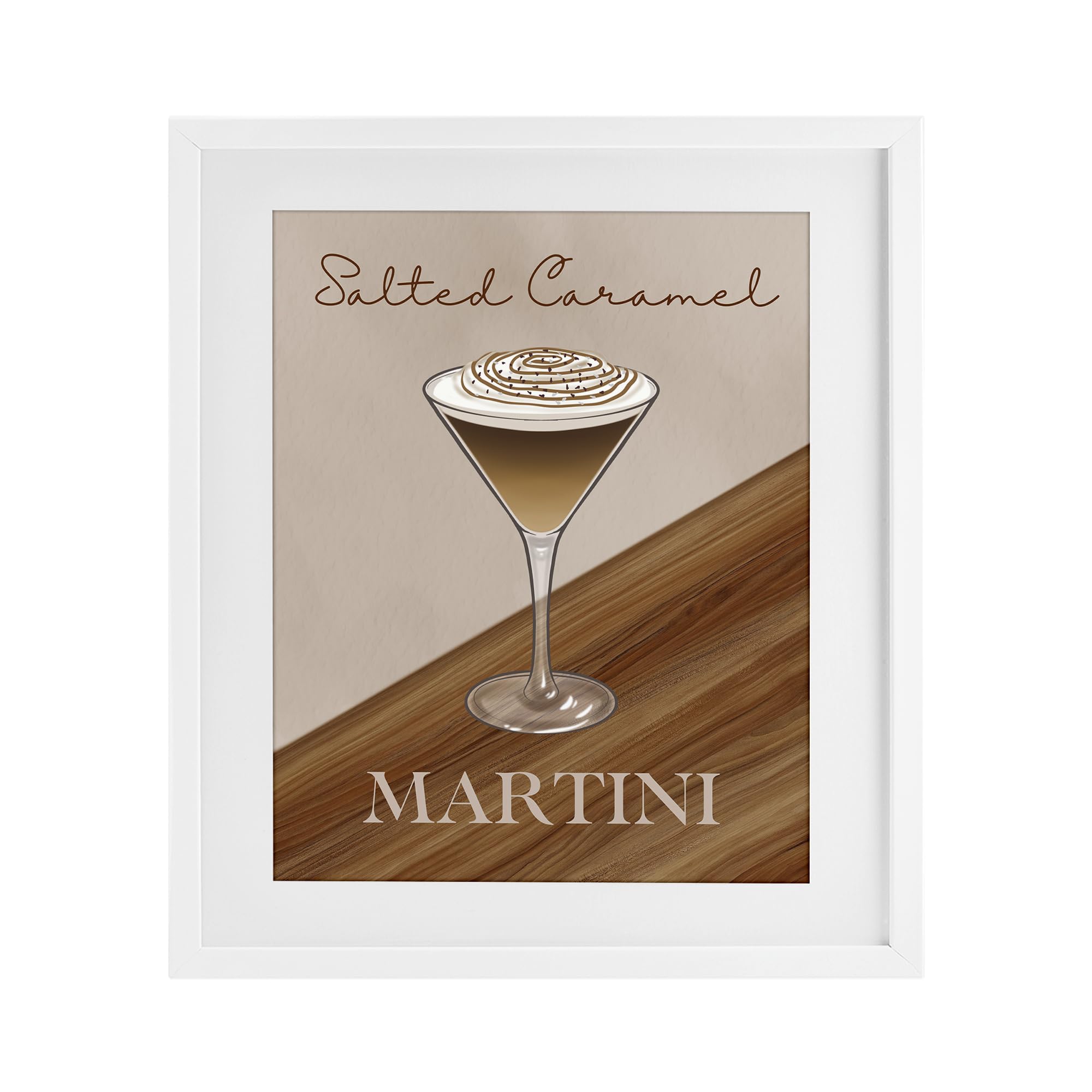 Stupell Industries Coastal White (Textured) 'Salted Caramel Martini'| Framed Print Under Glass