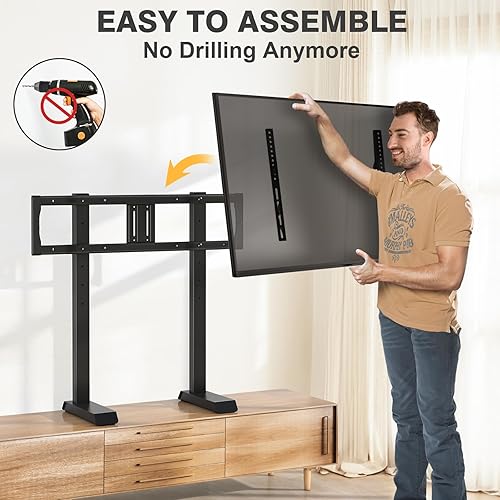 Miniatura 7 de Patas universales para TV de mesa para televisores de plasma LCD LED OLED 4K de 55 a 90 pulgadas, soporte de TV moderno con soporte, soporte de