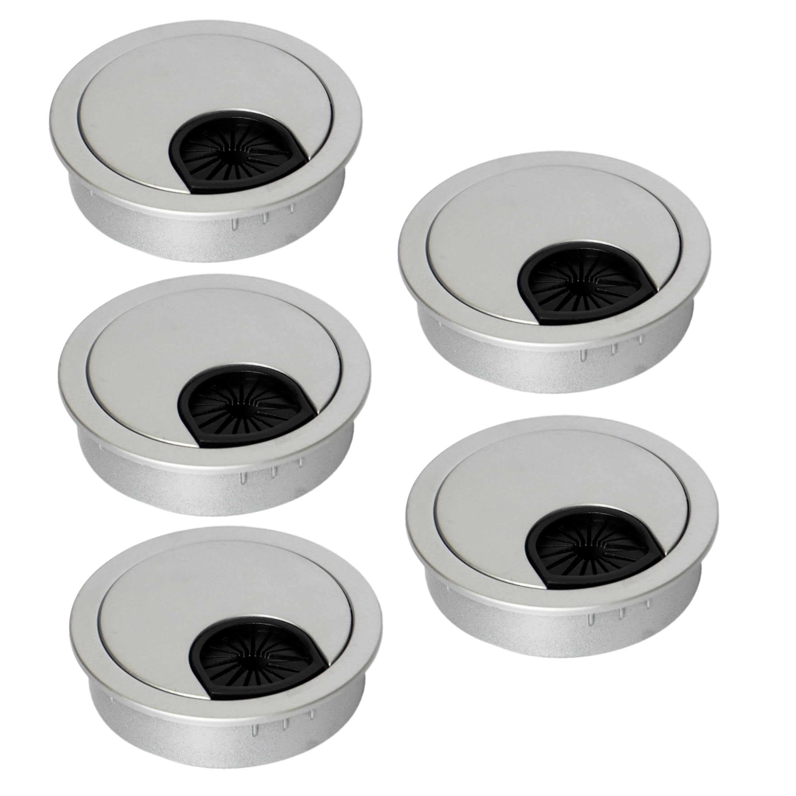 Photo 1 of Signite 2.5" Plastic Desk Cable Grommet (Silver, 5 Pcs)