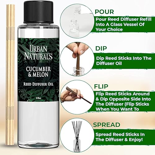 Miniatura 242 de Urban Naturals Reed Diffuser Oil Refill Ocean Mist Sea Salt with Salt Spray, Violet Leaf, Sea Grass, Driftwood 8 oz + Free Reed Sticks, Made in The