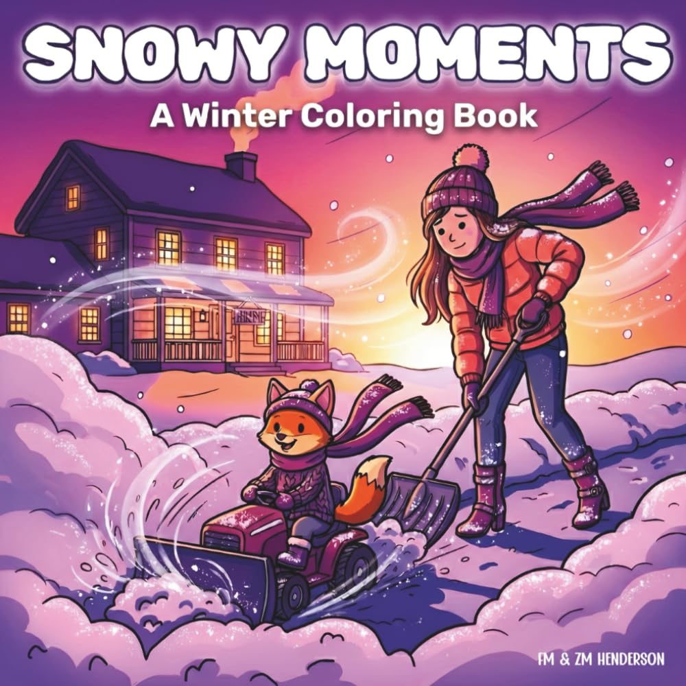 Snowy Moments: A Cozy Winter Coloring Adventure for Adults & Teens | 35 Scenes Featuring Girls and their Adorable Animal Companions