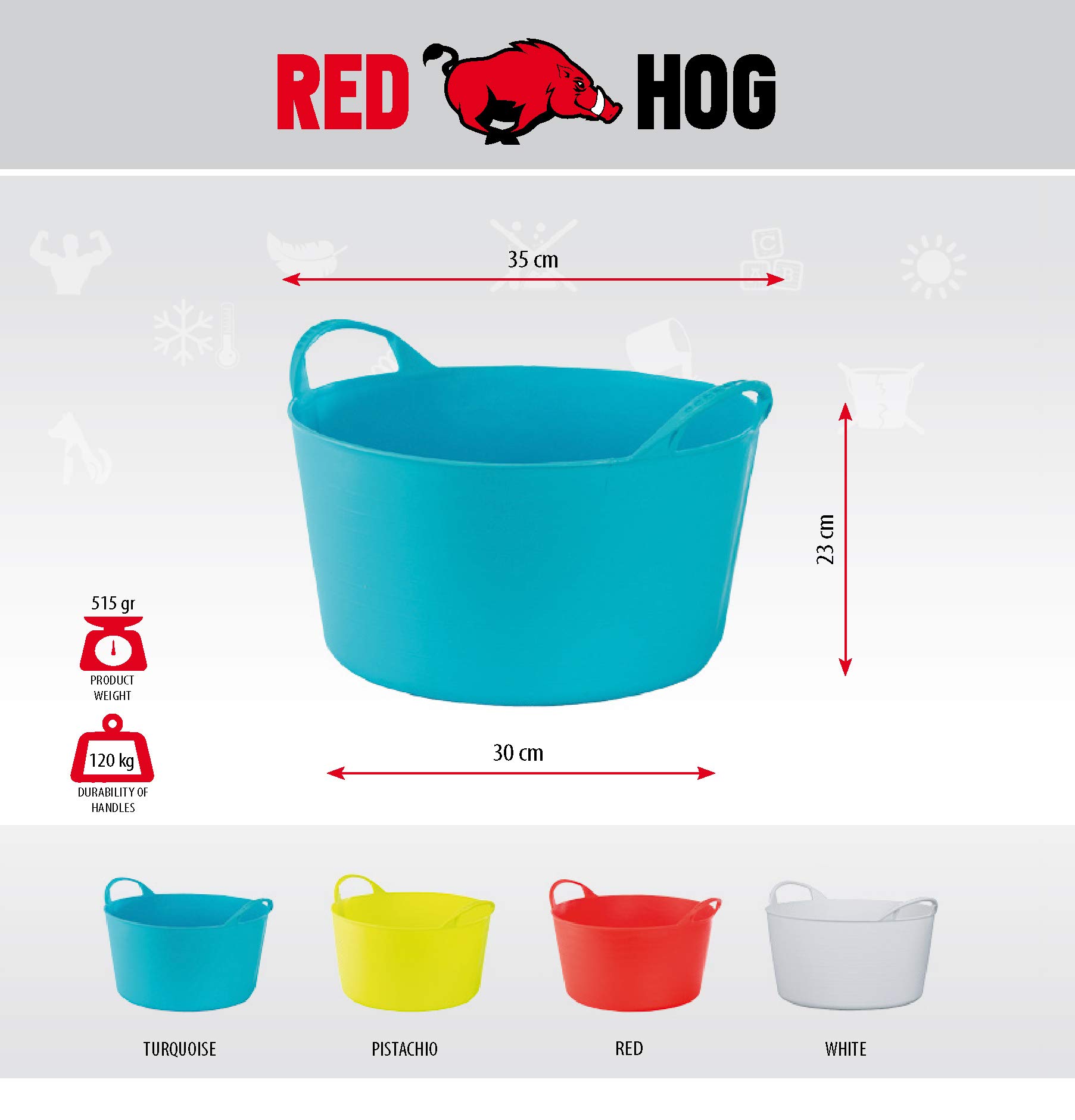 Secchio Flessibile RED HOG 55L - Cestino Multiuso Per Casa, Giardino, Garage, Portata 120kg
