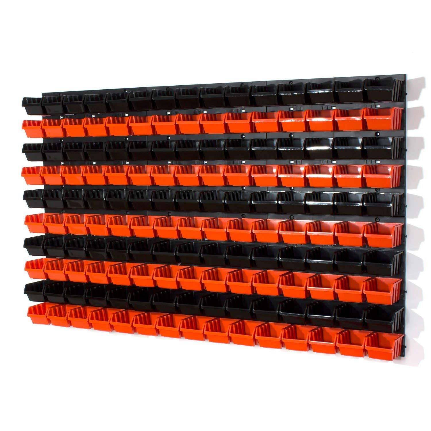 Set 6 pannelli per officina con kit 150 contenitori Inbox misura 1 nero arancione