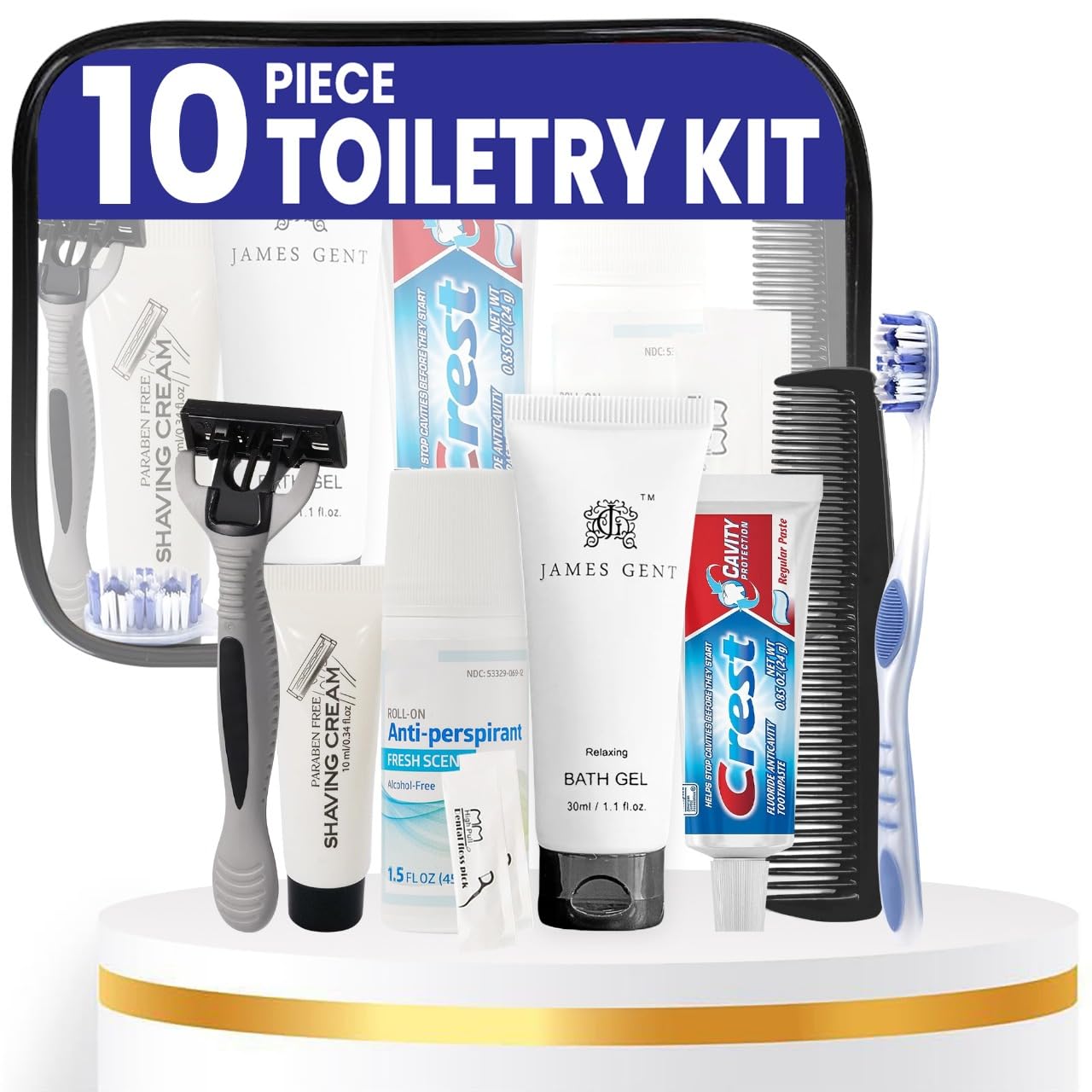 Stuhrling Bottle TrekTote 10-Piece Unisex Premium Travel Toiletry Kit - Ready to Go - Includes Toiletries. TSA-Approved Travel Hygiene Kit.