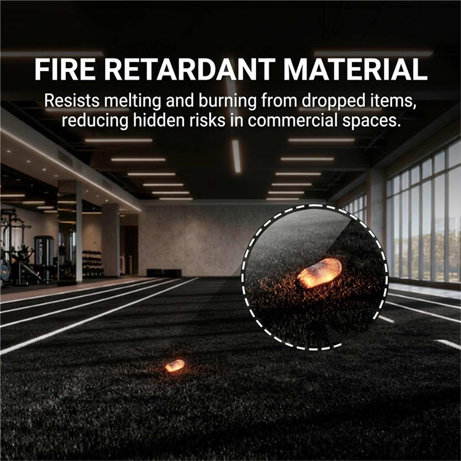 Irba Sintetica Pesante Pista Slitta Allenamento(B-Black,3x1m) | Spessore 15mm in PE+PP | Superficie commerciale ignifuga | Base gomma antiscivolo | Fori drenanti |