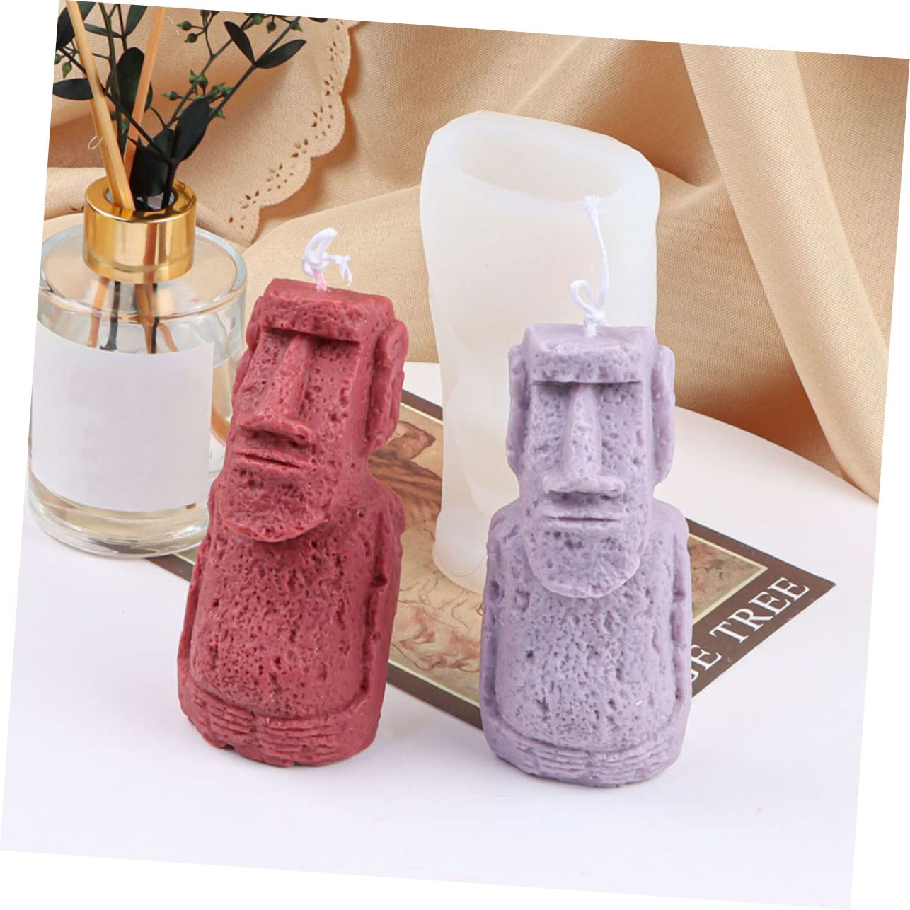 Anneome Stampo Candele in Silicone Riutilizzabile Forma di Statua Isola di Pasqua per Creare Candele Profumate Fai da Te