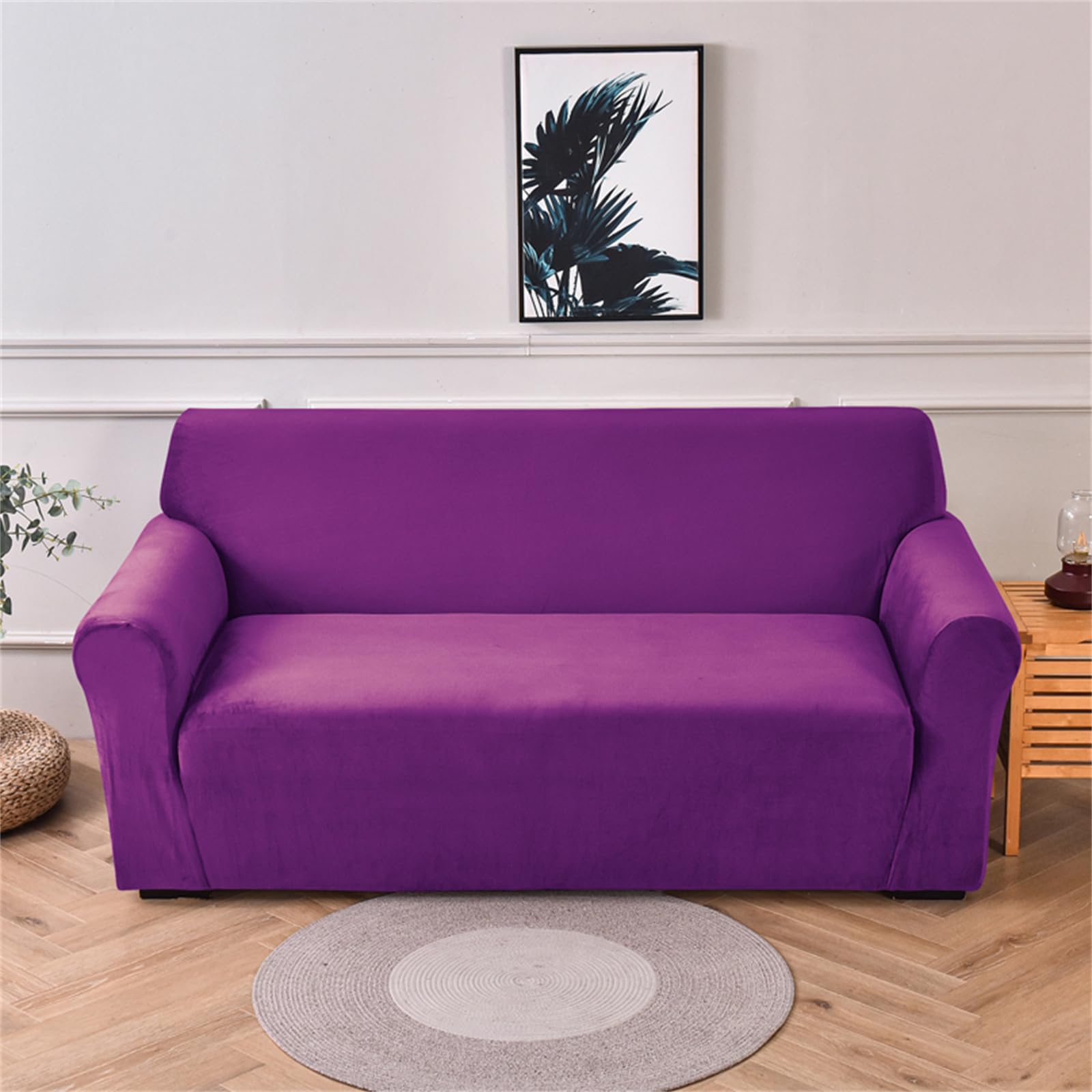 Housse de canapé extensible lavable et résistante aux rayures violette