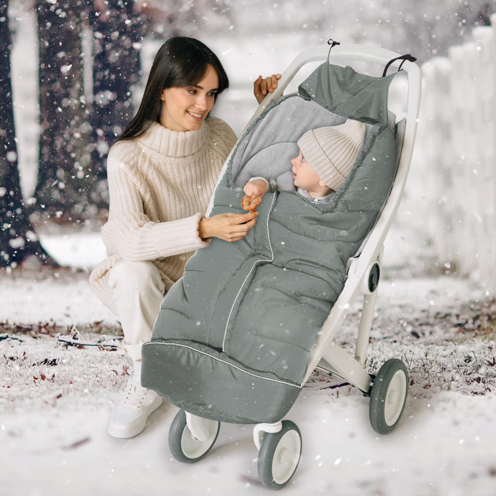Saco universal para cochecitos de bebé, funda para cochecito de invierno con capucha, bolsas para la mayoría de cochecitos