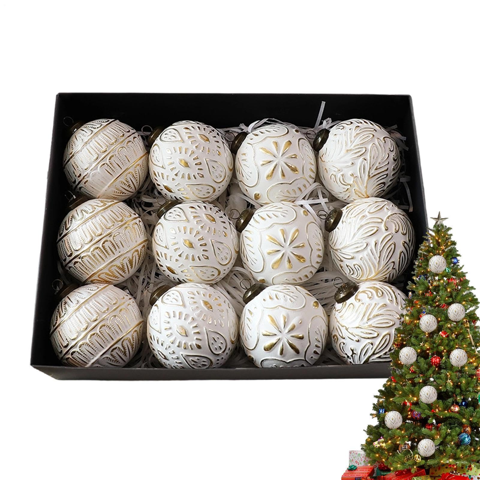 Bolas Navideñas Juego de 12 Colgantes Vintage de Invierno