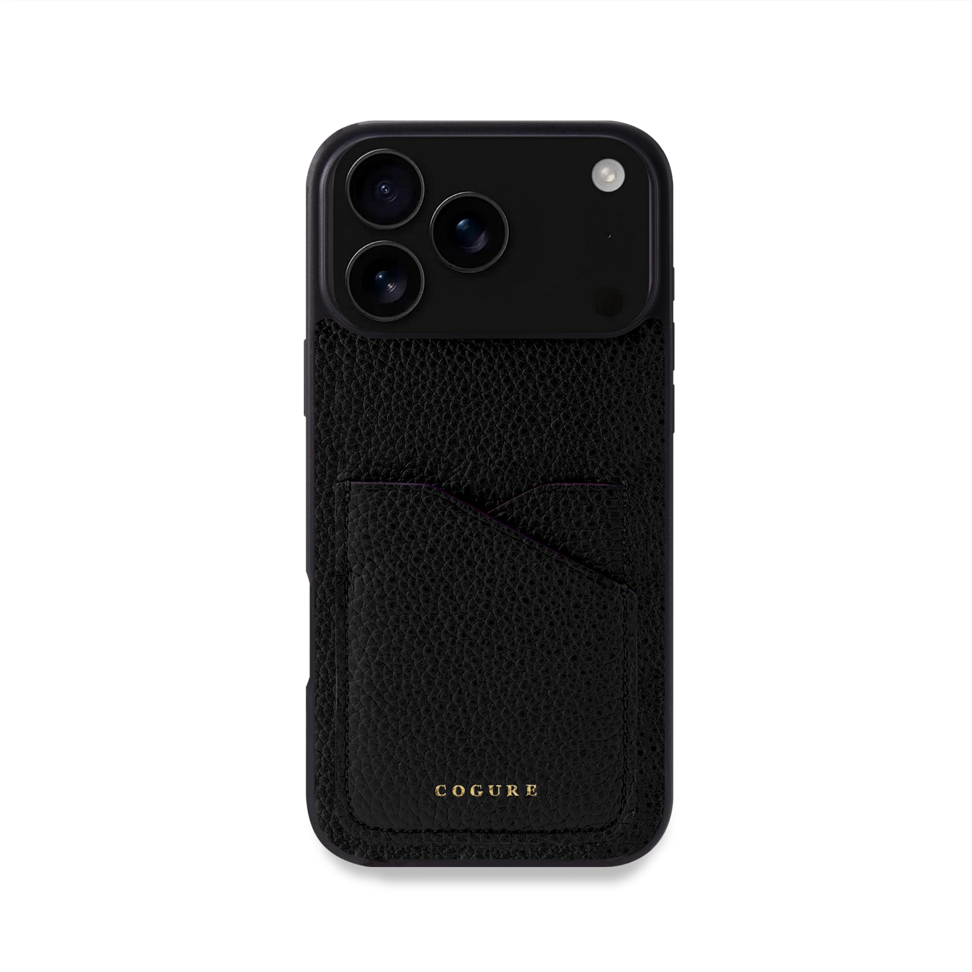 COGURE スマホケース 互換 iPhone17 ProMax ケース 本革 シュリンクカーフレザー カード入れ TPUケース シンプル おしゃれ 専用ボックス付き COPC2 ブラック
