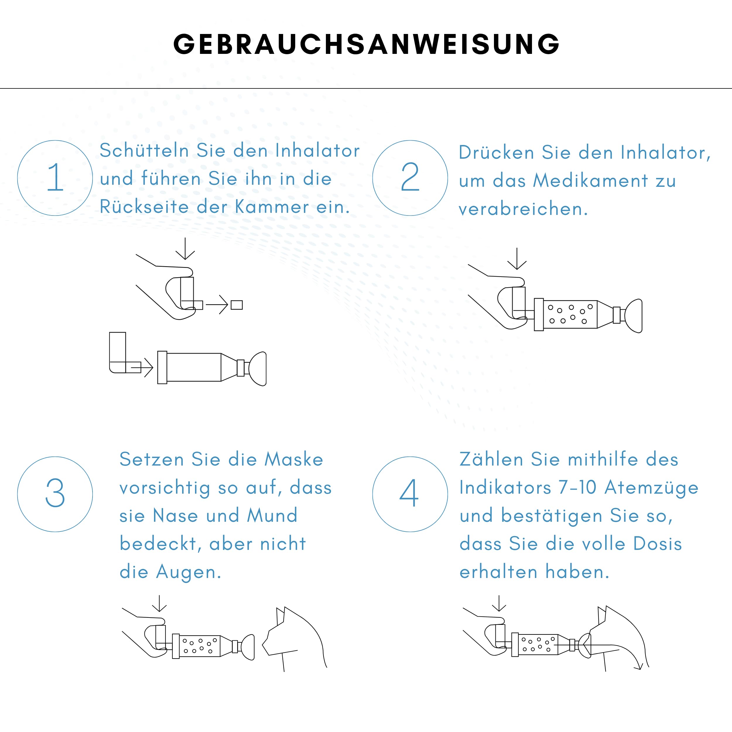 Inhalationsgerät Katze mit InhalationsMaske S M | Tragbarer Inhalator | Geeignet für Asthmaspray und Bronchitis bei Haustieren; nasale und orale Anwendung mit universeller Kompatibilität.
