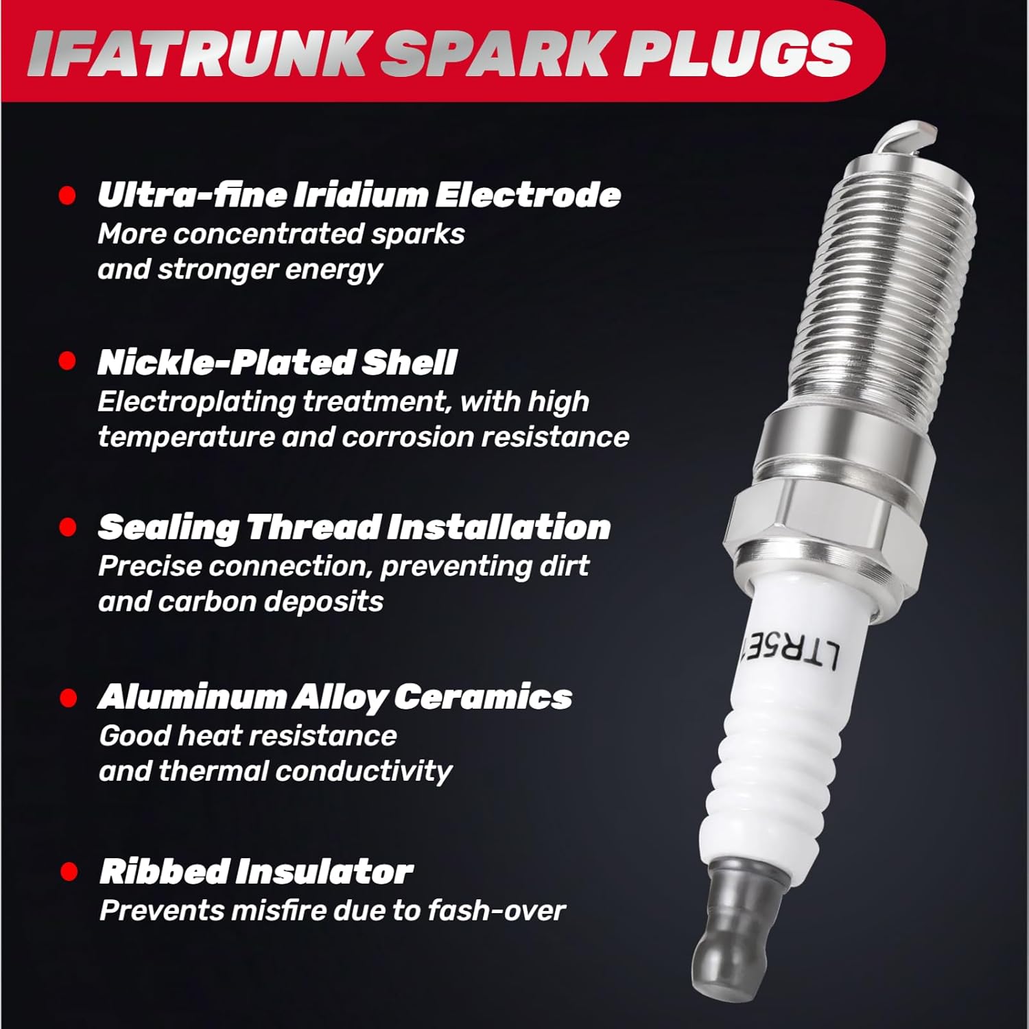 Iridium Spark Plugs 6 Pack Compatible with Chevrolet Silverado 1500 Express 2500 3500 Trailblazer, GMC Envoy Sierra Savana, Buick Rainier, Isuzu Ascender, Saab 9-7x, Replaces 91418, ILTR5E11, 41-114