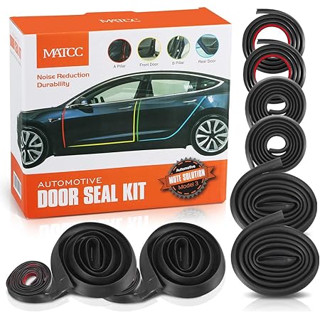 MATCC Door Seal Kit for Tesla Model 3 Self-Adhesive Car Door Seal Weather Strip Wind Noise Reduction Soundproof Rubber Accessories