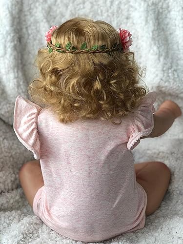 Miniatura 3 de iCradle Muñecas Reborn Baby Girl, 20 pulgadas, realistas, recién nacidas, con pelo rubio rizado, ojos azules, muñecas de silicona suave, los mejores