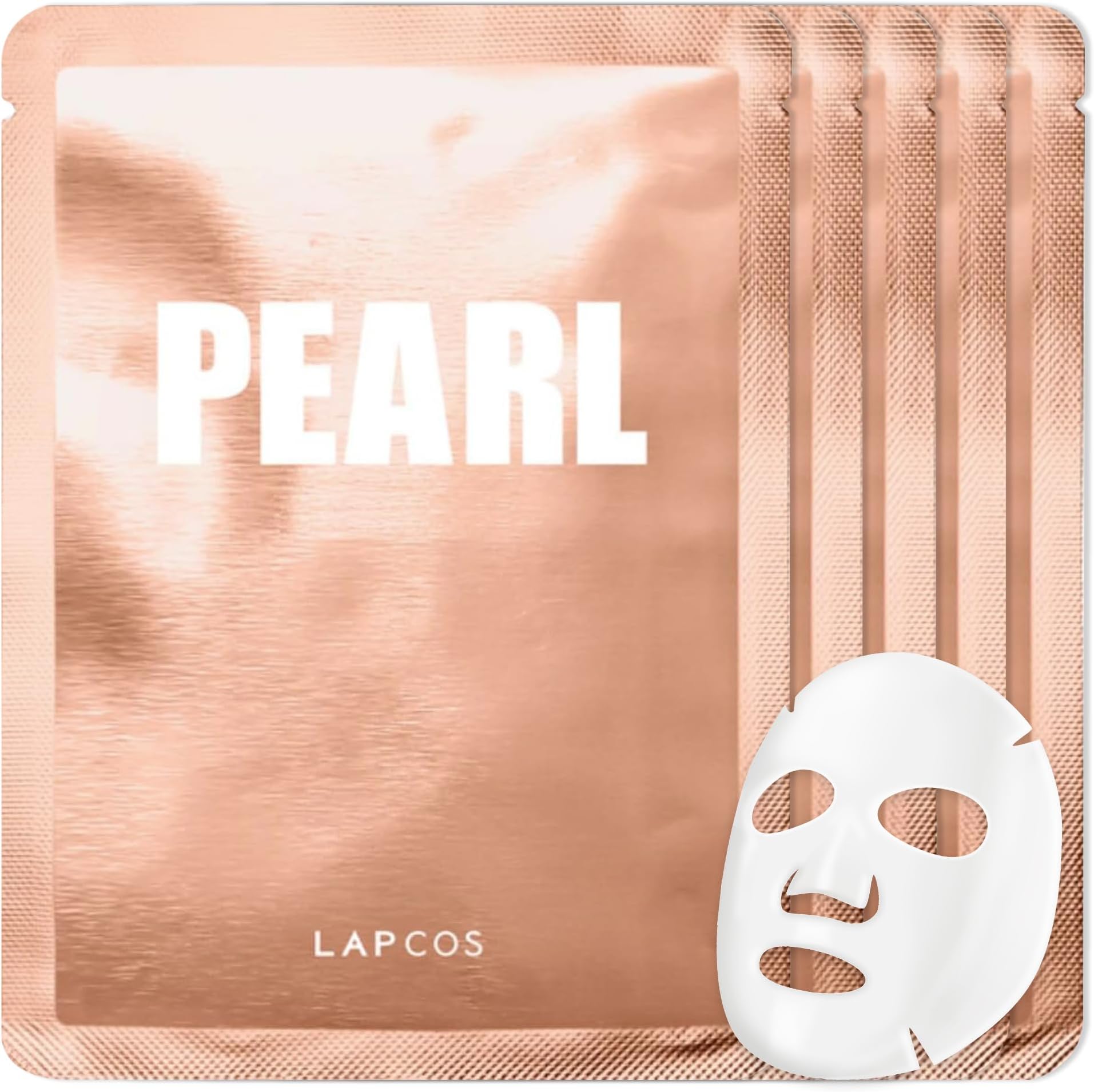 LAPCOS Pearl Sheet Mask - Revitalizing & Refining Face Masks with Rice Ferment - Refines Uneven Texture & Dark Spots - Highly Breathable Eucalyptus-derived Tencel Sheet - Korean Skin Care (Pack of 5)