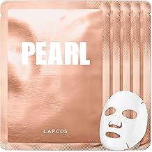 LAPCOS Pearl Sheet Mask, Daily Face Mask with Probiotics to Clarify Skin, Korean Beauty Favorite, 5-Pack
