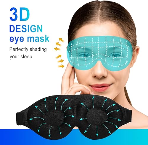 Miniatura 2 de Máscara de dormir 3D, 100% opaca contorneada 3D, máscara de dormir cómoda y súper suave con correas ajustables para mujeres, hombres, dormir,