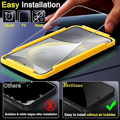 Miniatura 6 de Ferilinso Paquete de 4 protectores de pantalla para Samsung Galaxy S24 con 4 protectores de lente de cámara de vidrio templado, accesorios