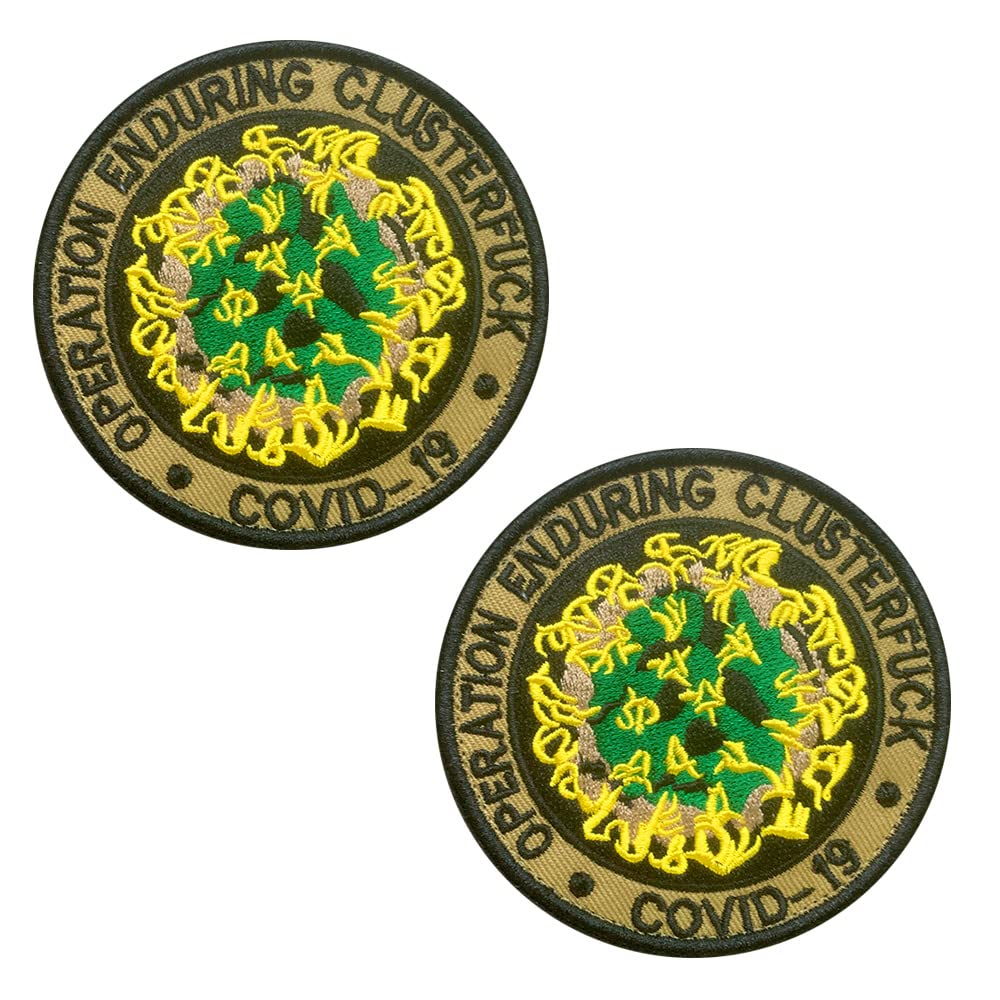 Antrix Set of 2 Pieces Operation Enduring Clusterfck CO-19 Survivor Embroidered Emblem Patch - Tactical Military Funny Patches Badges Appliques with Hook and Loop Backing Fastener