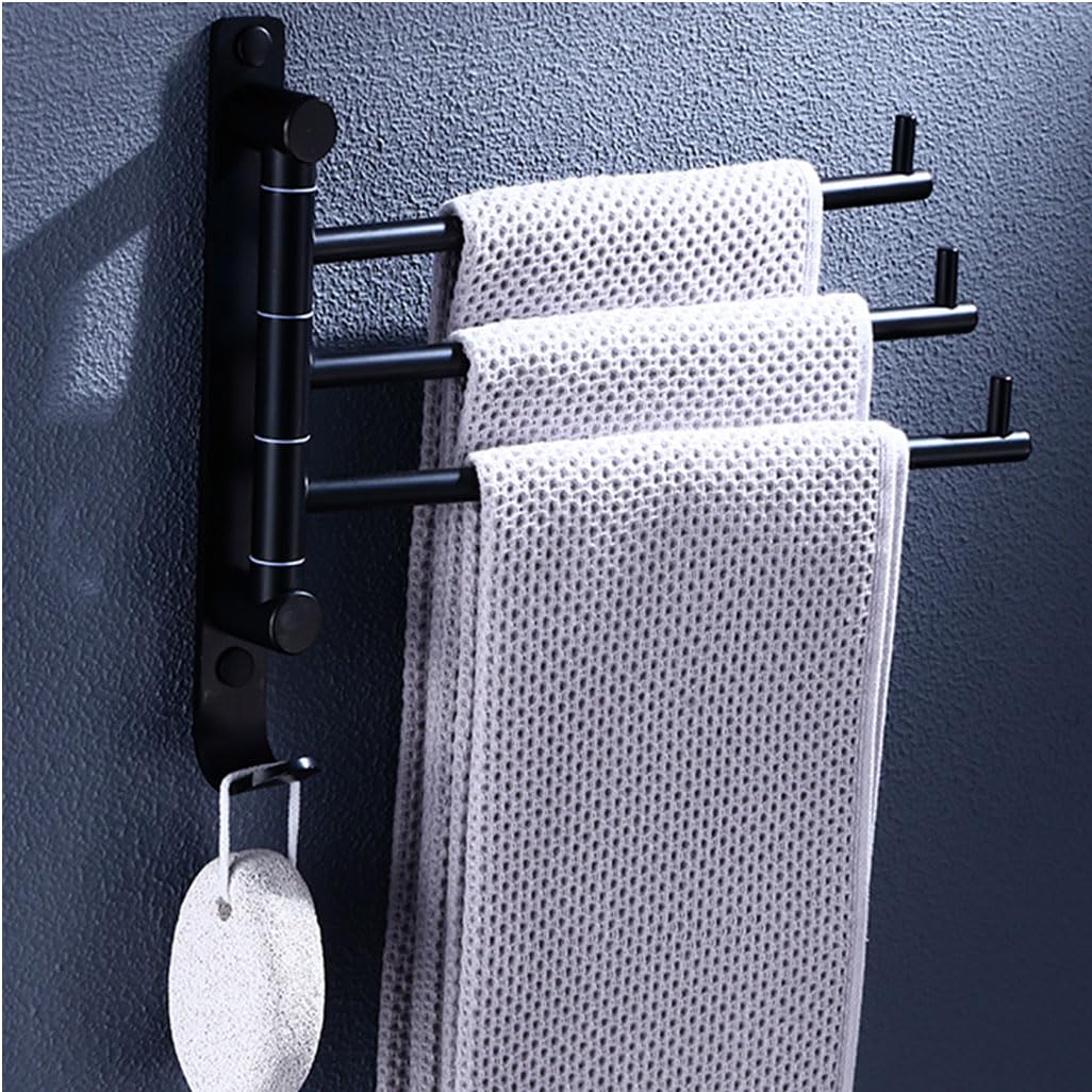 LMYSXAOZ Vintage Swing Out Towel Bar Gold, Swivel Rack Rails for Bathroom, Wall Mounted Folding Arm Hand Hooks Hanger Holder Space Saving Laundry 3bars