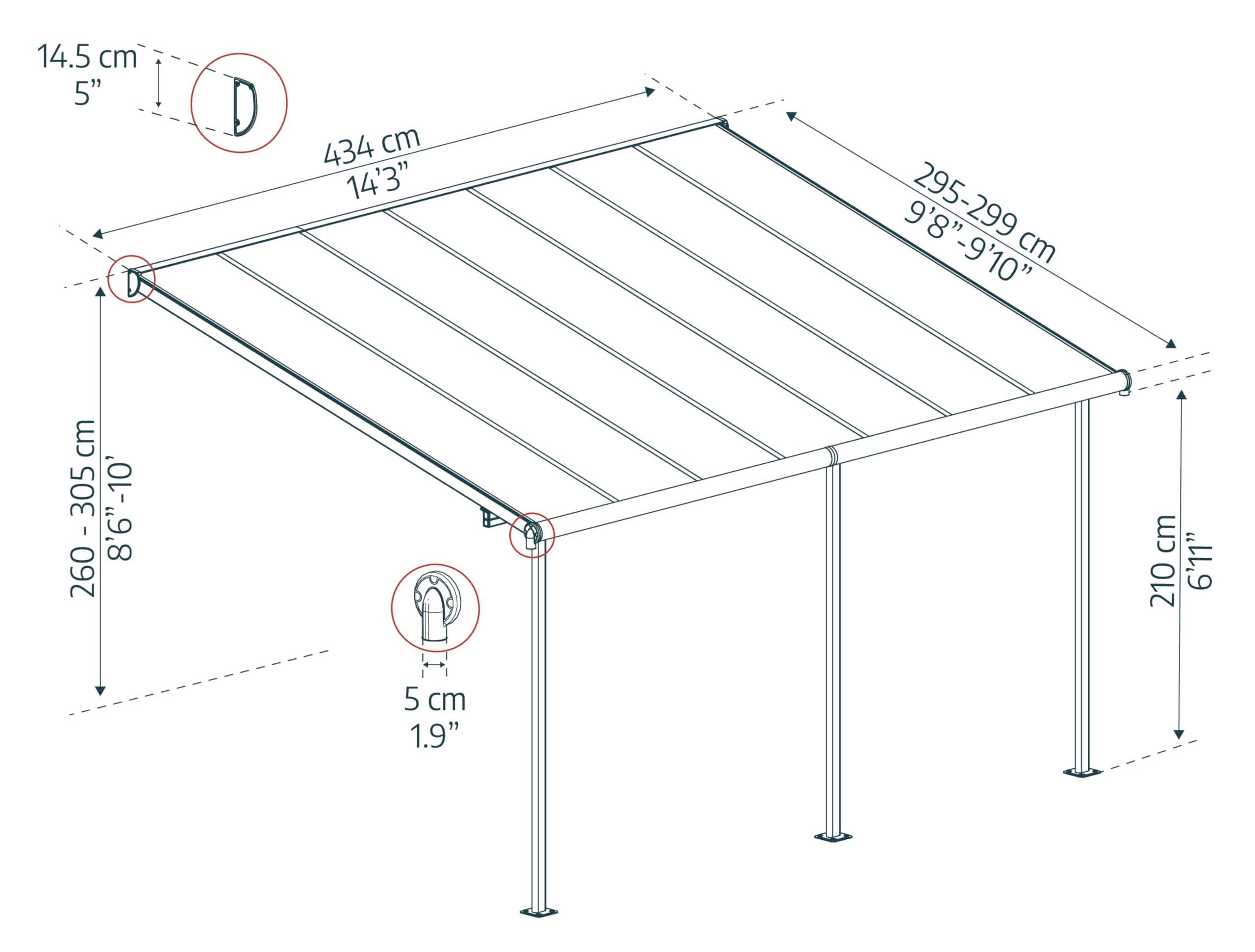 Canopia by Palram Pergola Capri 13 m² en Aluminium Et Polycarbonate, Moderne & Élégante, pour Couvrir Une Terrasse Toute L’année (Gris)