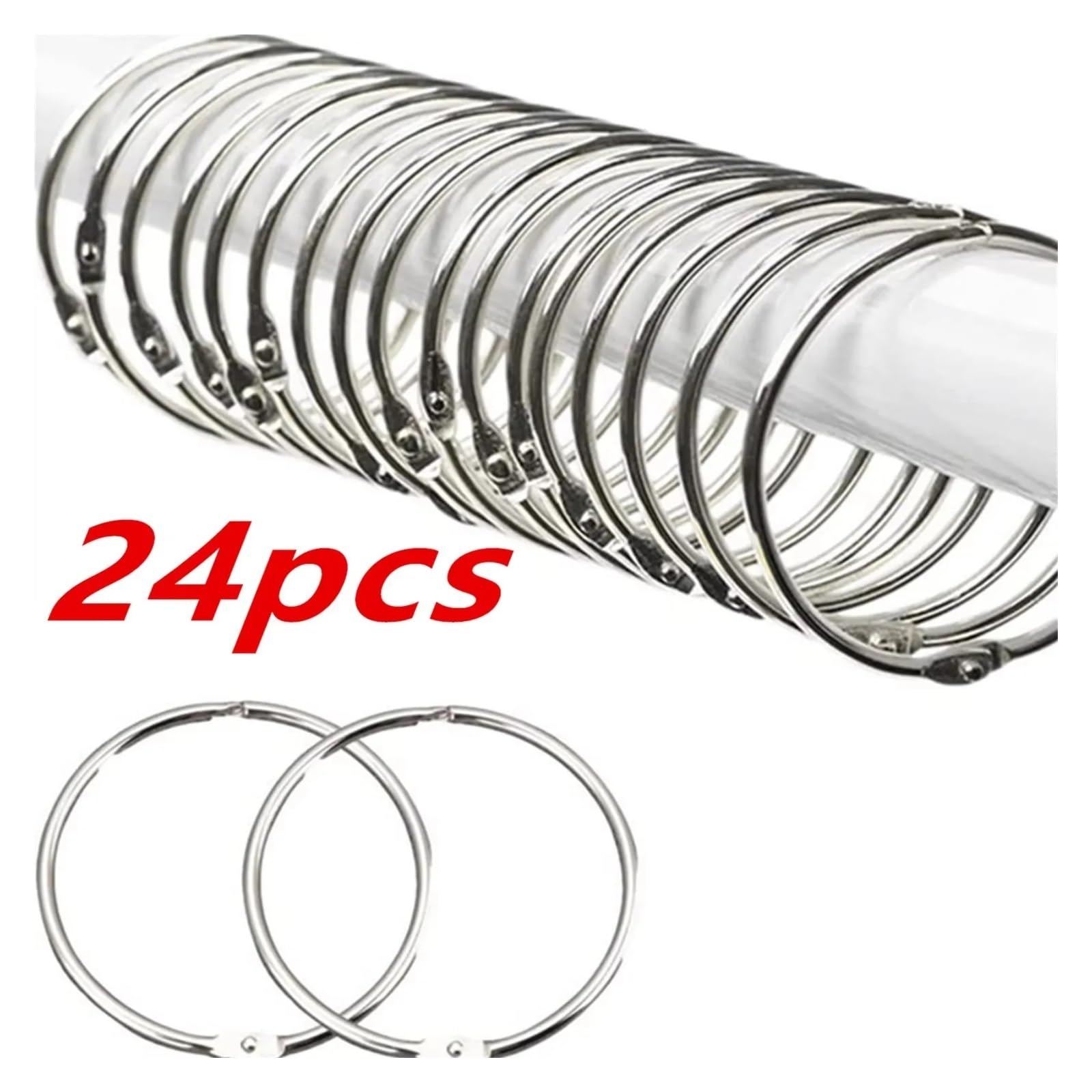 Ganci Per Tende Confezione da 12/24 anelli in metallo for tende da doccia for bagno(38mm 24pcs)