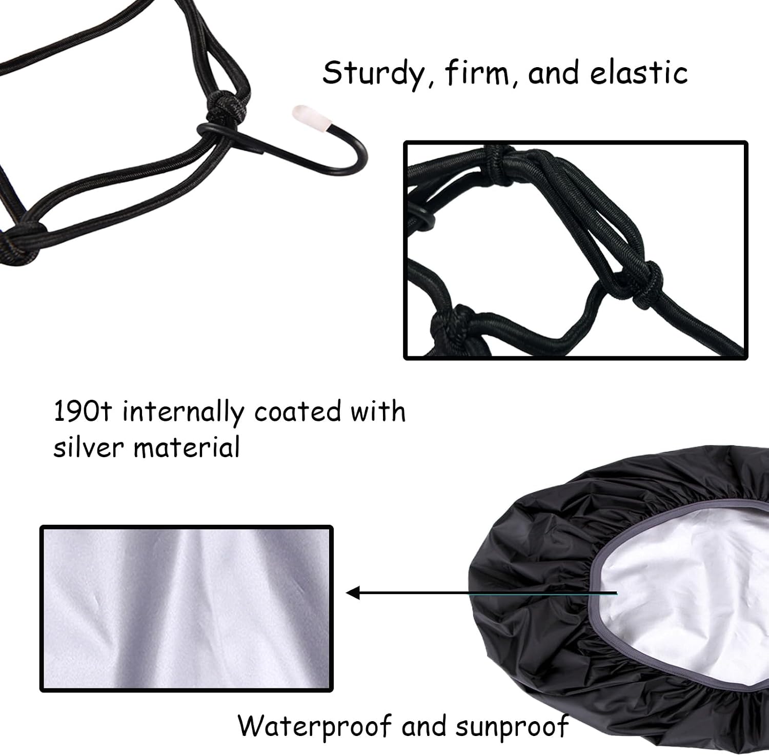 Waterproof Bike Basket Rain Cover and Bungee Cargo Net, Bicycle Basket Waterproof Rain Cover with Reflective Strip for Fits Most Bike Baskets