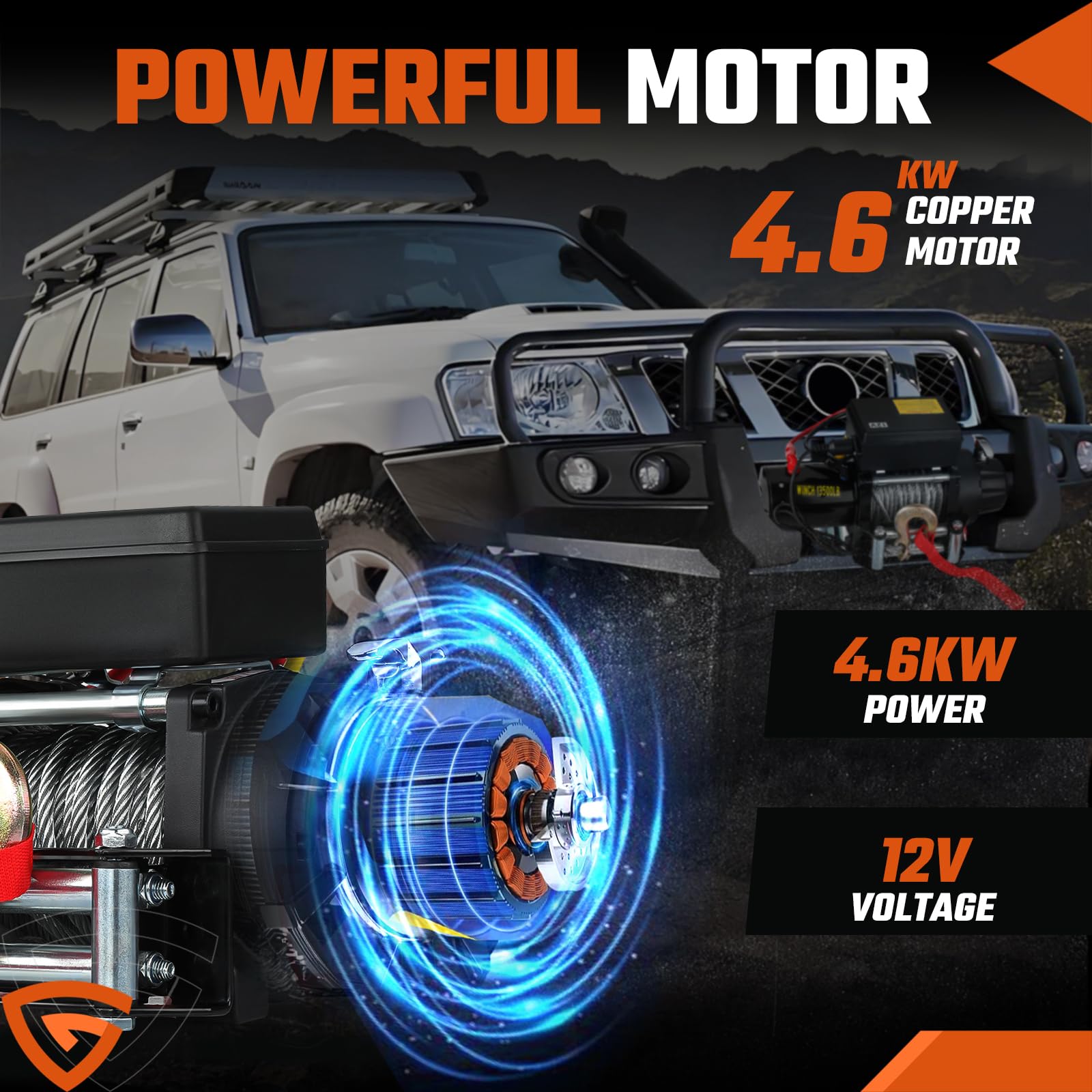 GEARMONSTER Cabrestante eléctrico, 6123 kg, 13500 libras, 12 V, mando a distancia