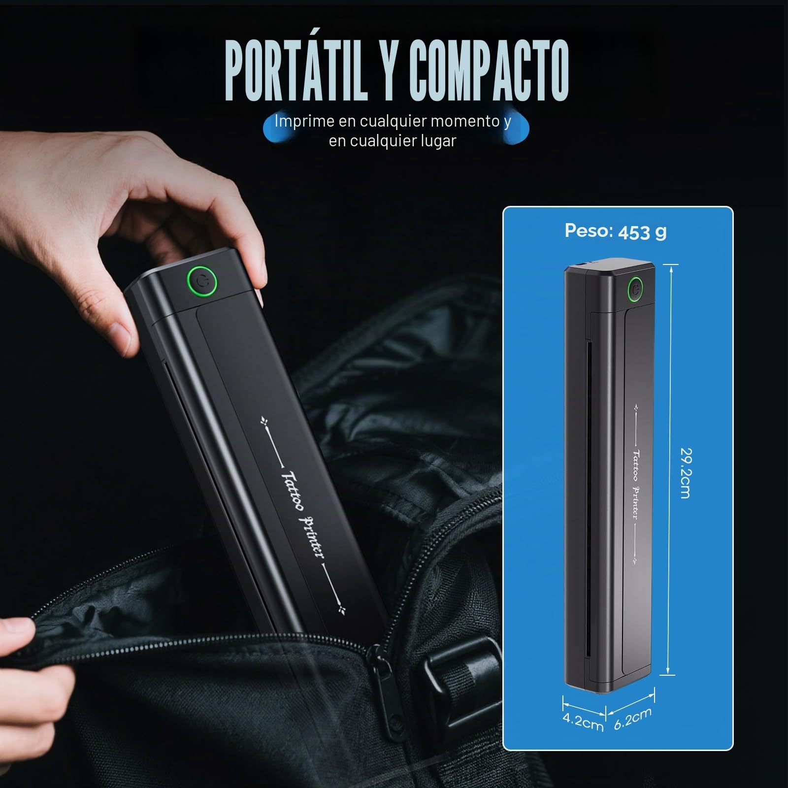 H1 Termocopiadora Tattoo Bluetooth, Impresora Térmica Inalámbrica con 10 Hojas Papel de Transferencia, Impresora de Tatuaje Compatible con Teléfono Tablet PC para Artistas y Principiantes