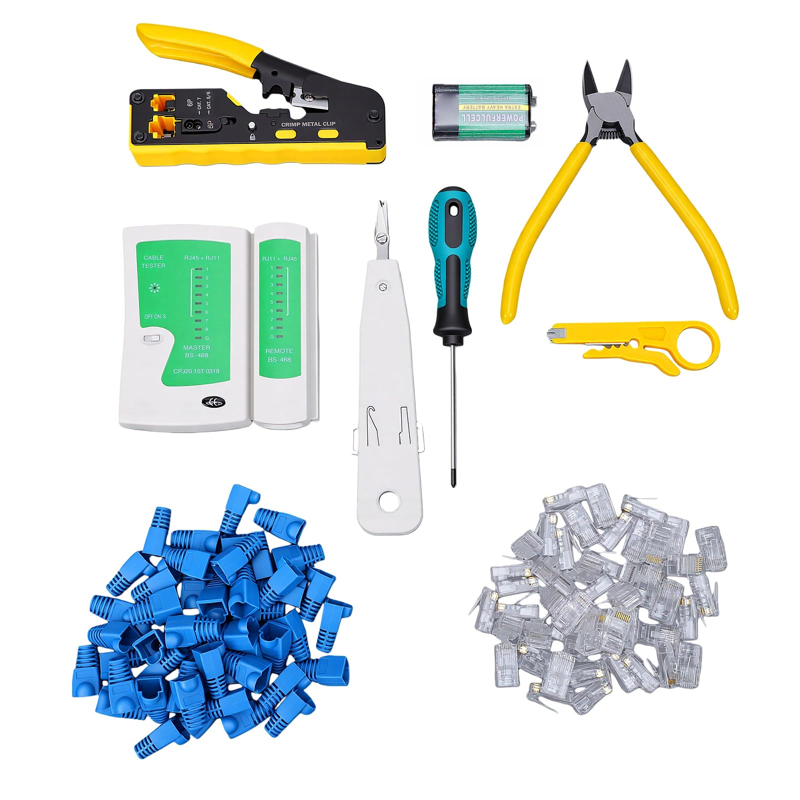 Pinza crimpatrice RJ45 con tester cavo LAN, kit strumenti rete (AR0612)