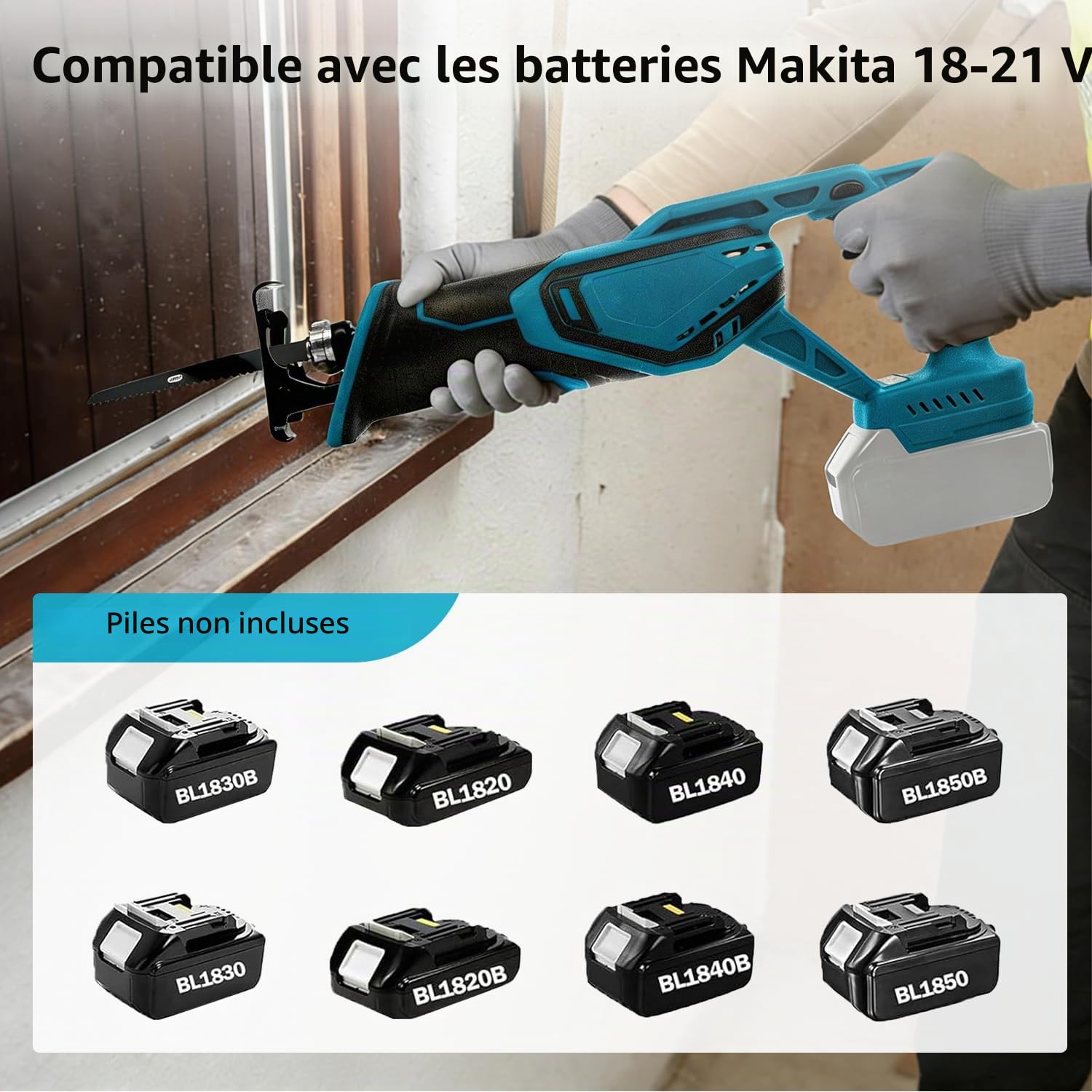 Scie sabre sans fil pour batterie Makita 18 V (sans batterie), scie alternative avec 4 lames, moteur sans balais 3500 SPM, scies sabres idéales pour les travaux de sciage du bois et de l'acier