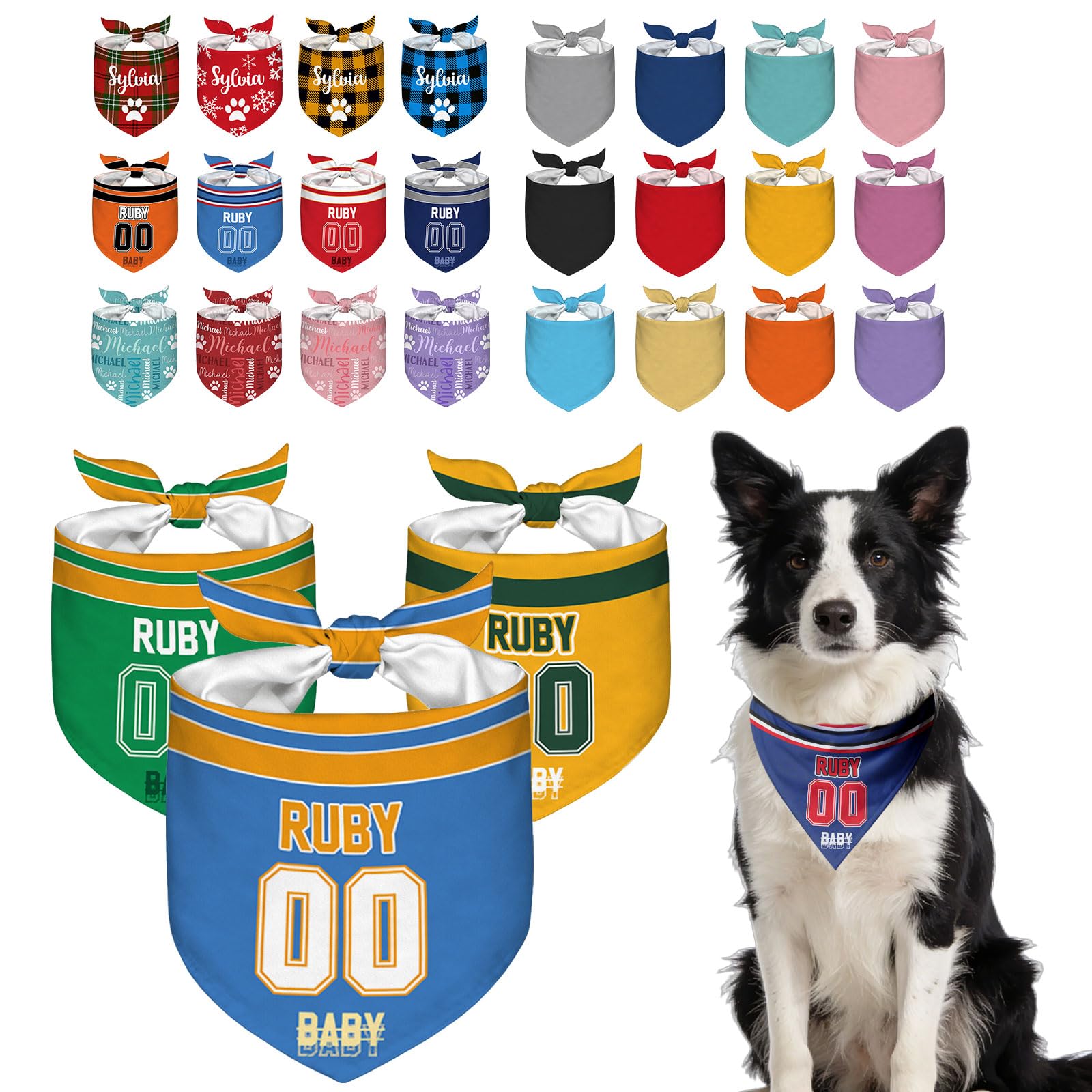 Custom Dog Bandana with Your Own Logo Text Personalised Dog Scarf Triangle Bibs Kerchief Customised Pets Bandana for Small Medium Large Dogs Cats