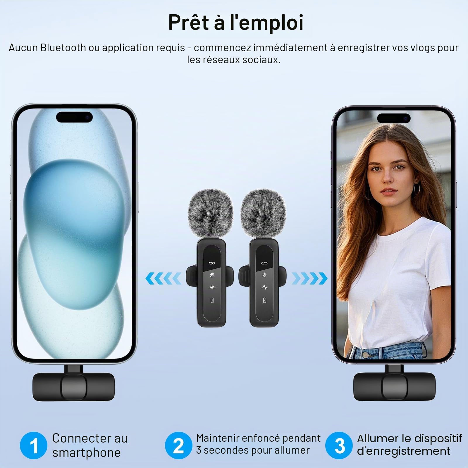Kit de vlogging pour créateur de contenu YouTube pour iPhone/Android, trépied de 178 cm avec suivi automatique du visage pour iPhone, avec éclairage et microphones sans fil, kit de démarrage TikTok