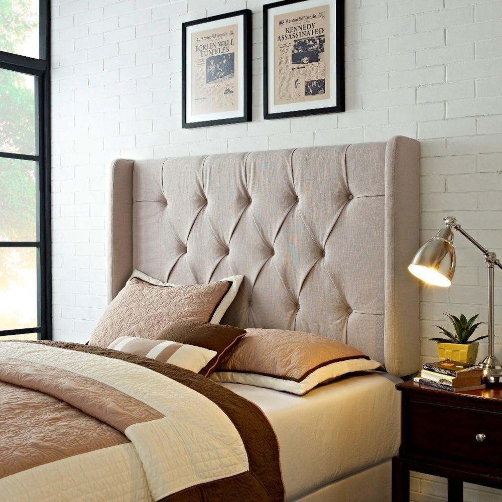 Upholstered Full/Queen Panel Headboard in Tan