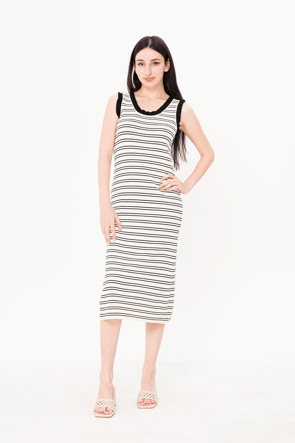 YEBOYOUZA Braided Chunky Heels for Women Slip On Mesh Mules Summer Sandals Square Toe Party Wedding Dress Pumps Shoes - Image 5