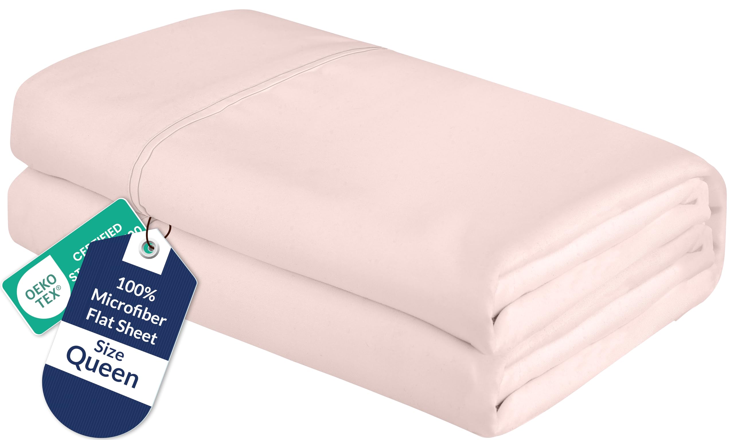 Royale Linens Queen Flat Sheet - Ultra Soft Brushed 1800 Microfiber Flat Sheets Only - Wrinkle Free &amp; Stain Resistant - Hotel Quality Top Sheet for Bed (Queen, Pink)