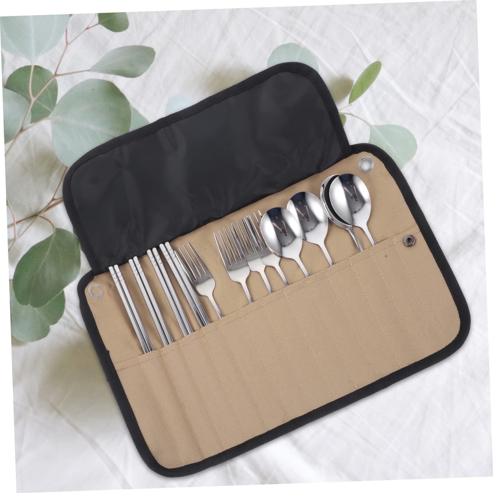 Toyvian Campingbesteckset aus Edelstahl mit Geschirrtasche Multifunktionales Picknickgeschirr für Sommeratmosphäre Leicht zu Reinigen und Einfach zu Tragen für Haushalt und Bbq