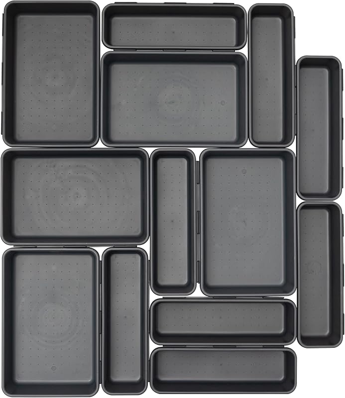 Office Drawer Organizers Bins Junk Drawer Organizers Tray Storage Dividers for Office Desk Dress Makeup (13pcs 2Size)