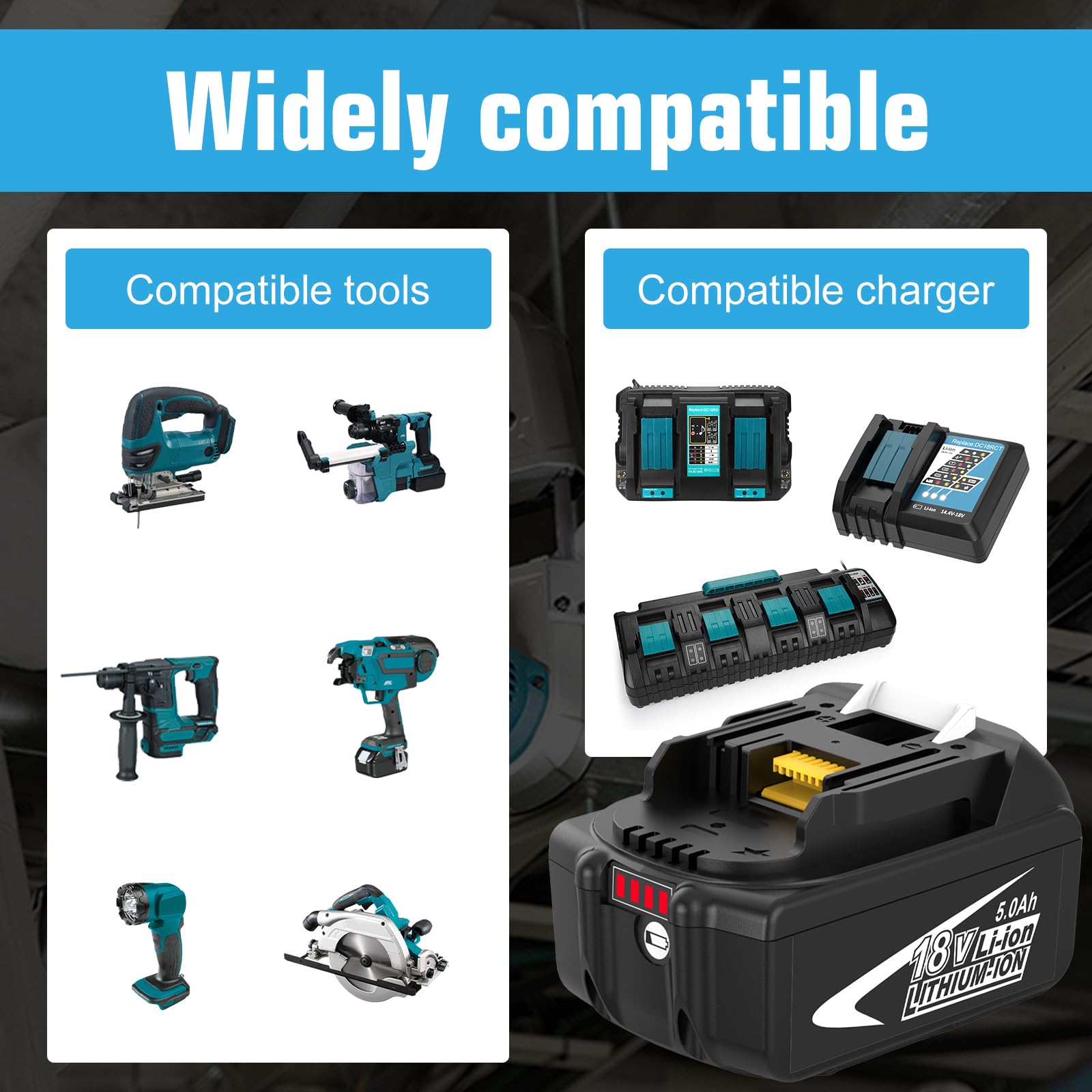 2X Rechange pour Makita Batterie 18V 5,0Ah